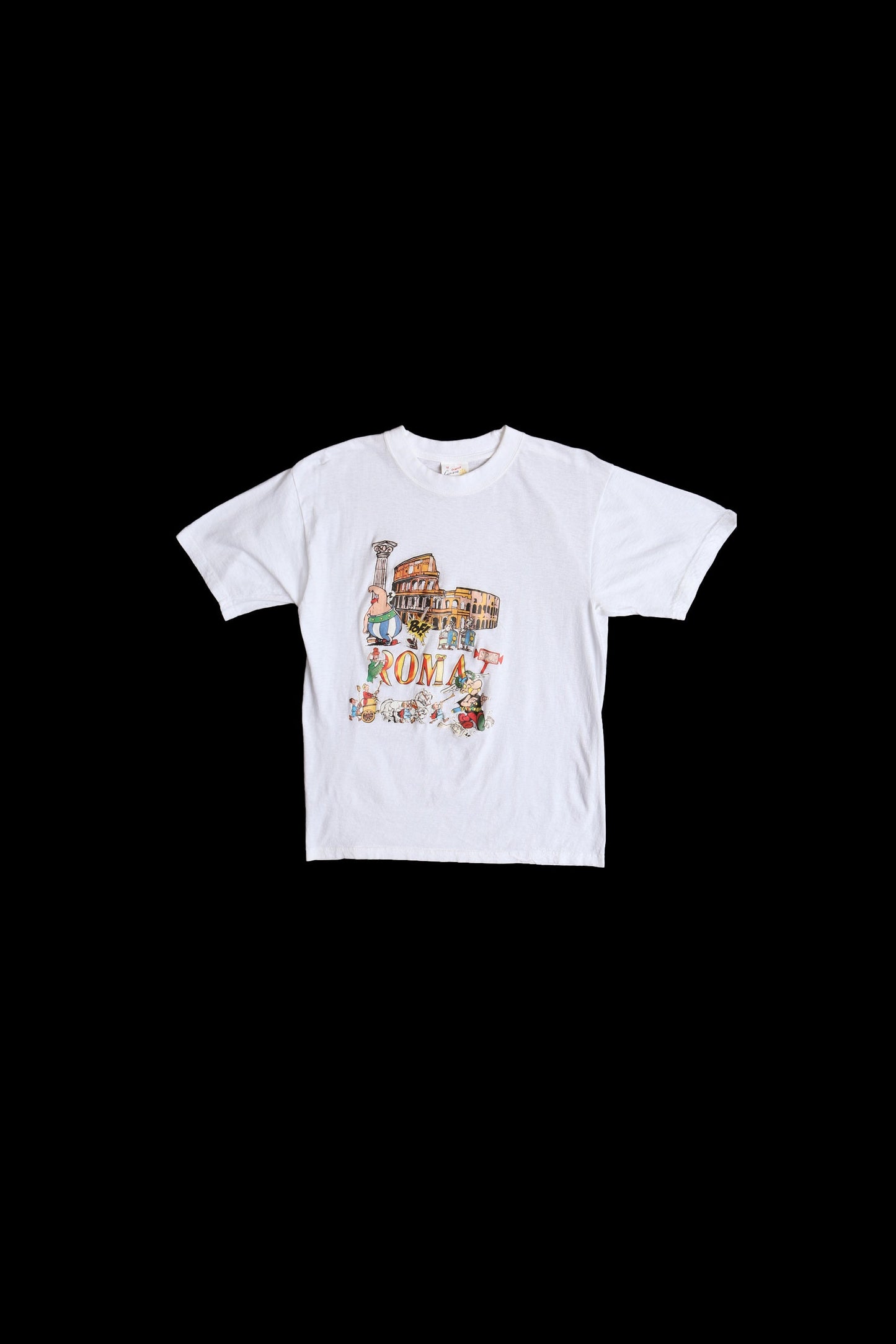 ROMA Iron Print White Vintage T-shirt - Onix and Asterix Vikings Cartoons