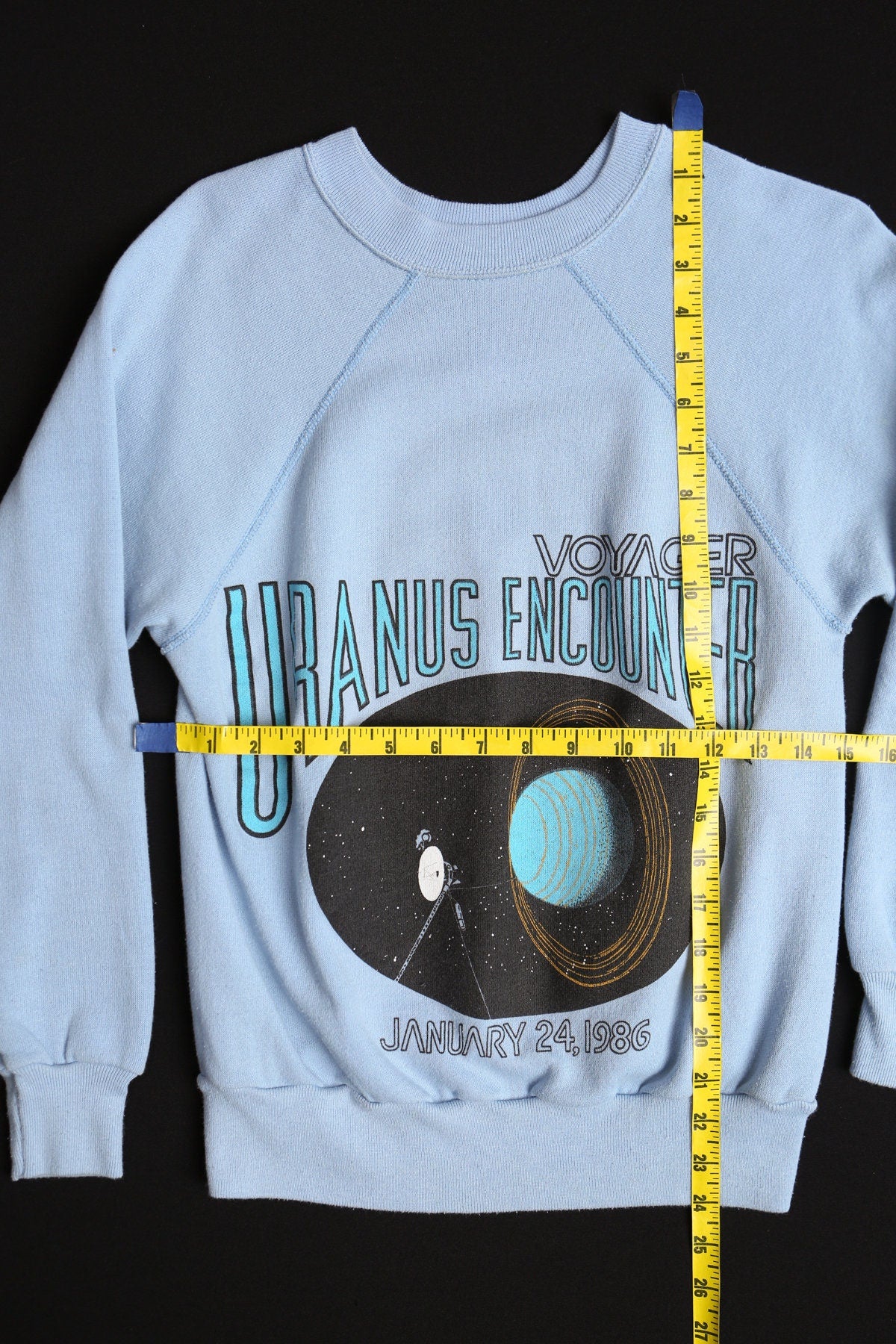 Vintage Blue Sweatshirt - Voyager Uranus Encounter January 24 1986 Print