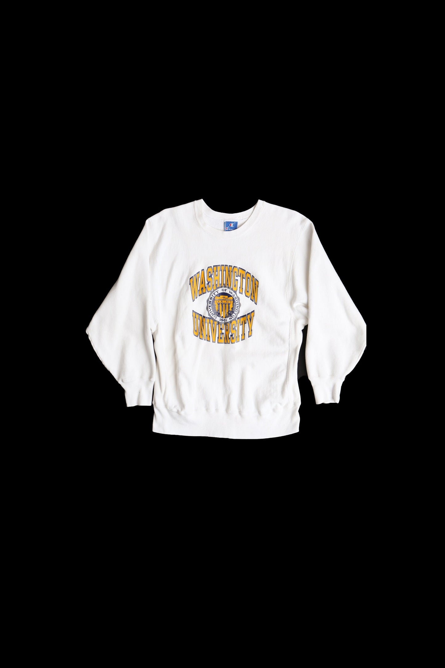 Vintage White Champion Sweatshirt With Washington University Print