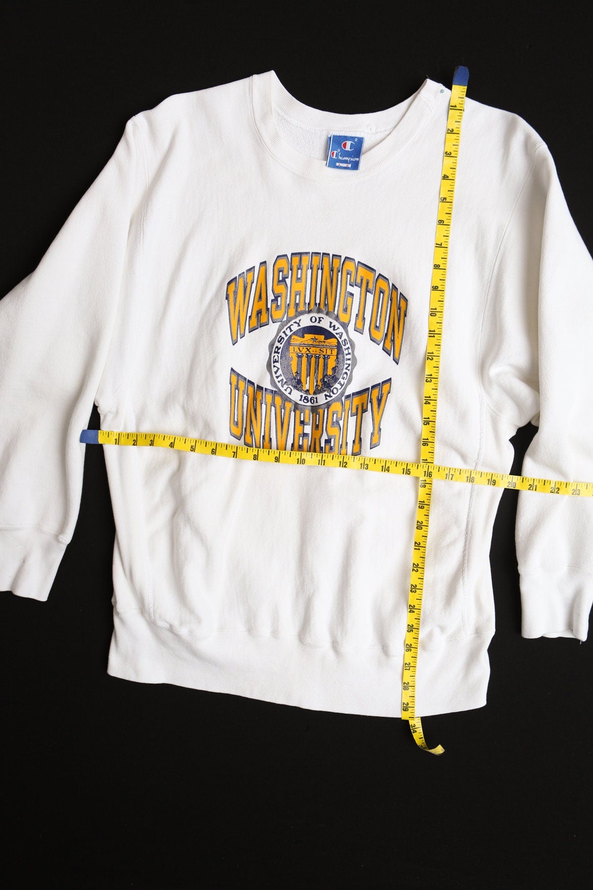 Vintage White Champion Sweatshirt With Washington University Print
