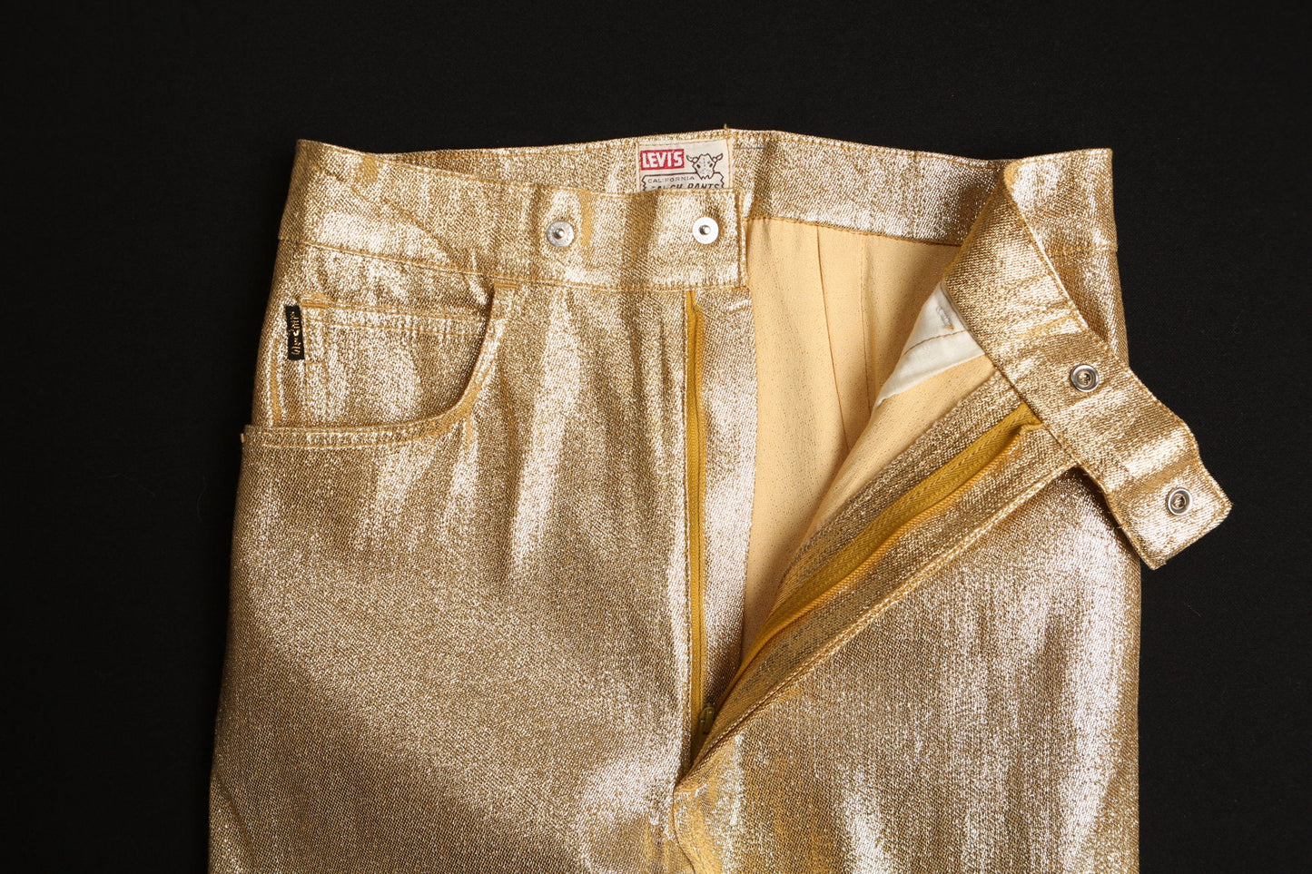 Vintage Levi's Metallic Golden High Waist Western Pants - Era ( 50's - 60's ) - California Ranch Pants - Big E