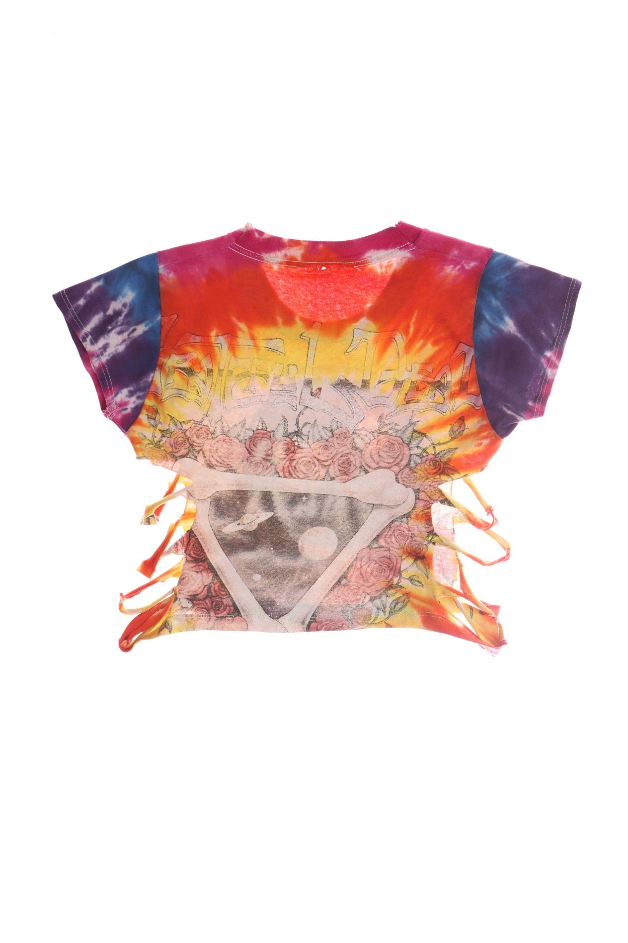 Vintage Tie Dye T-shirt - Grateful Dead Skull Print - Cropped T-shirt