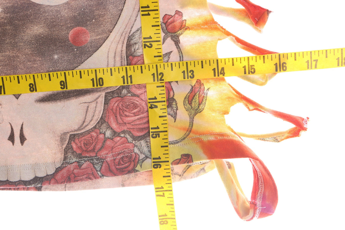 Vintage Tie Dye T-shirt - Grateful Dead Skull Print - Cropped T-shirt