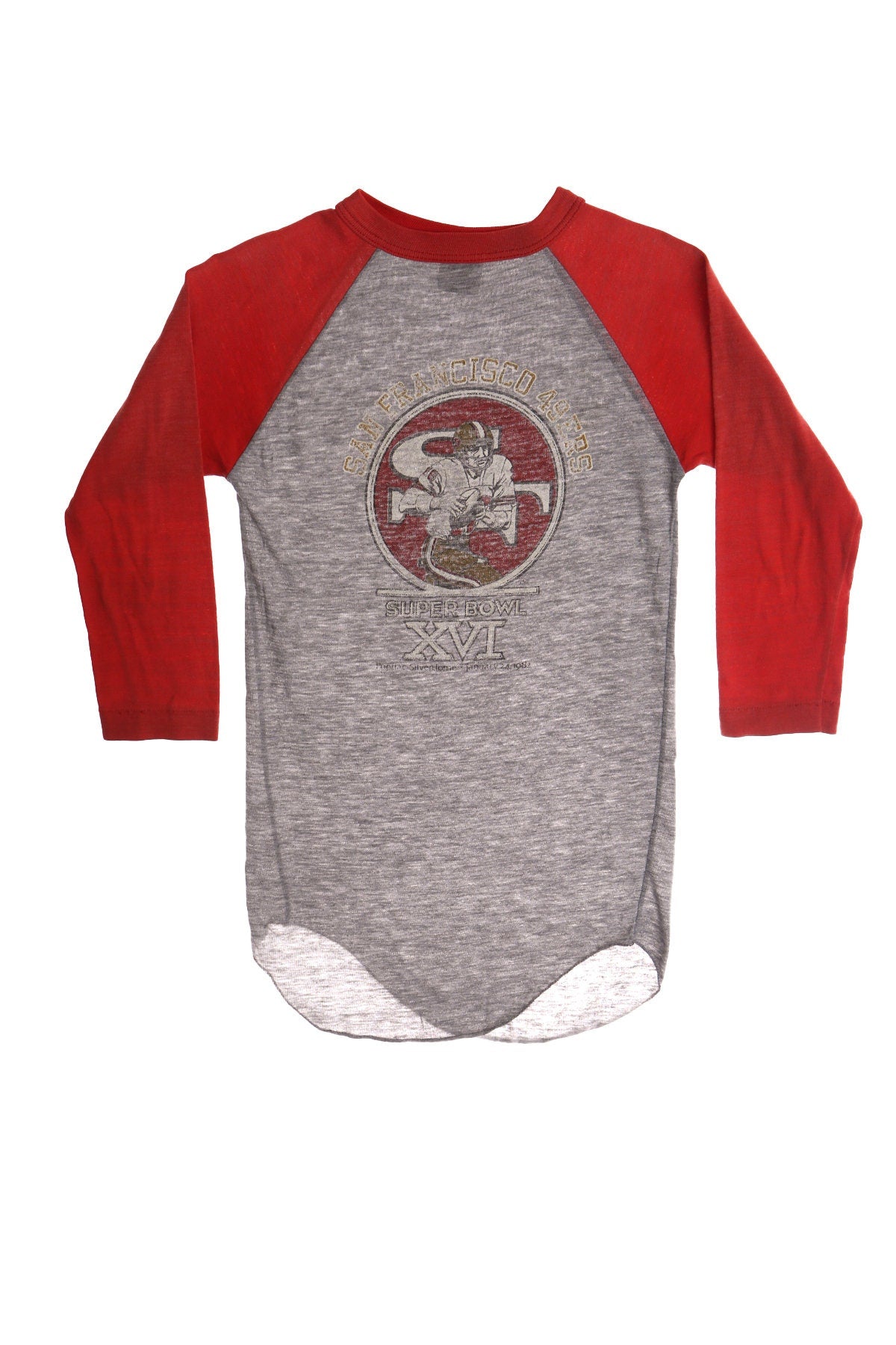 San Francisco 49ers Football Print Gray 3/4 Sleeve Shirt
