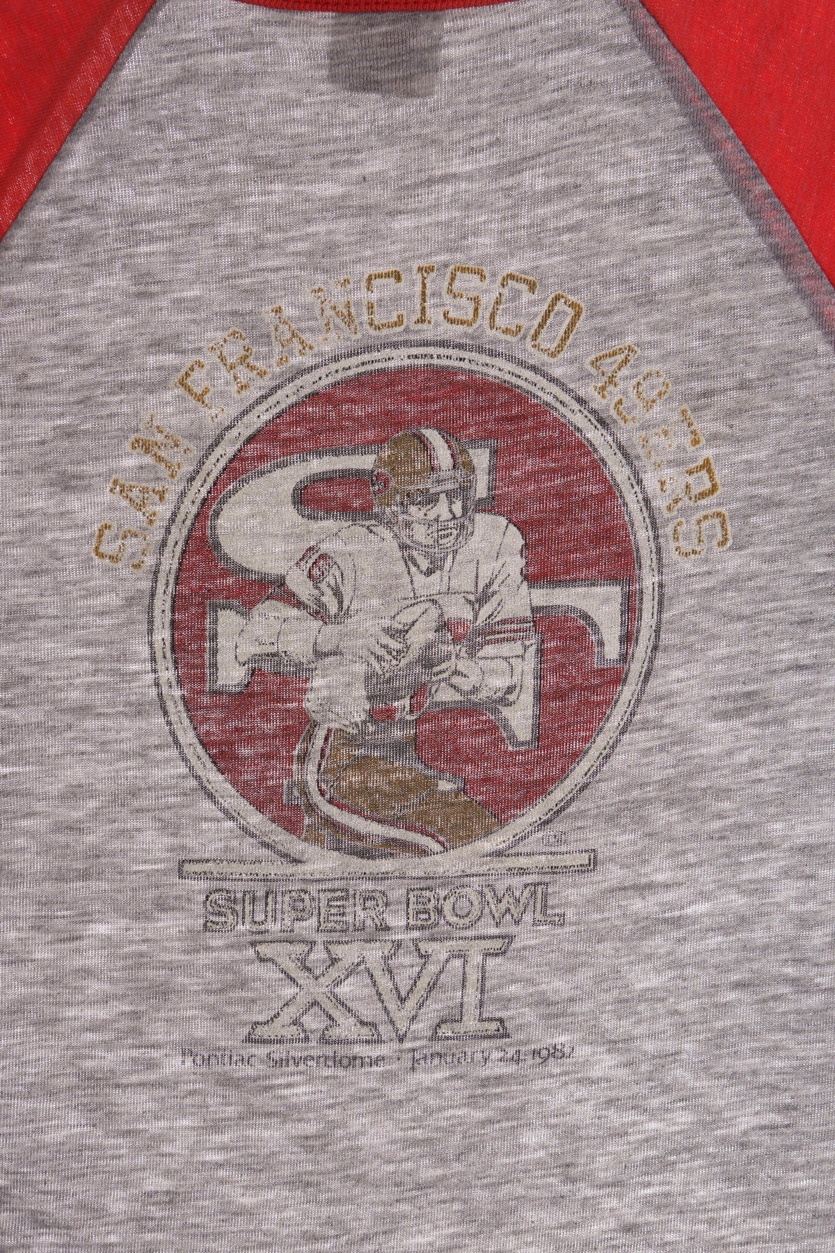 San Francisco 49ers Football Print Gray 3/4 Sleeve Shirt