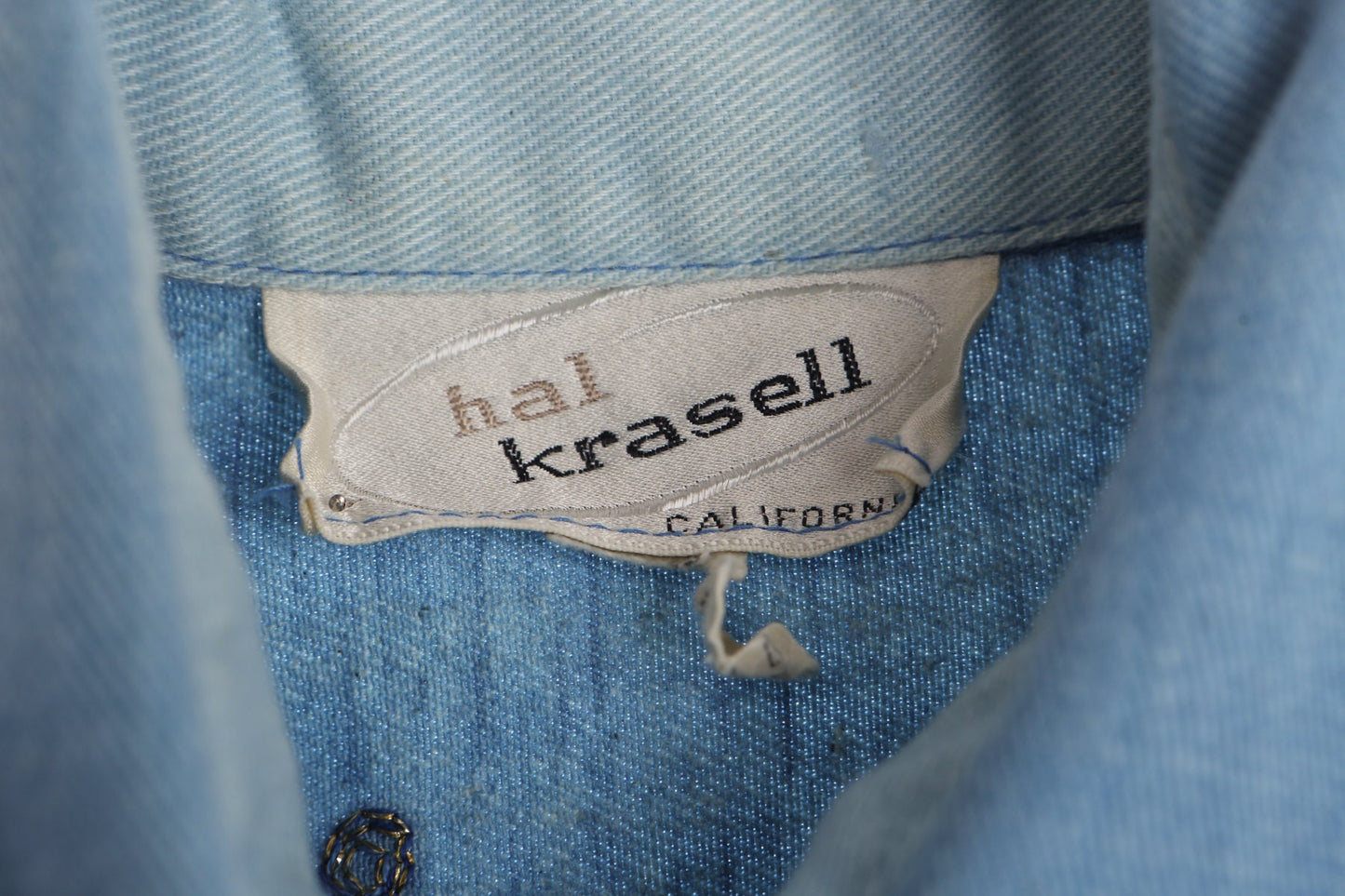 70's Women Blue Jacket With Back Butterfly Embroidery