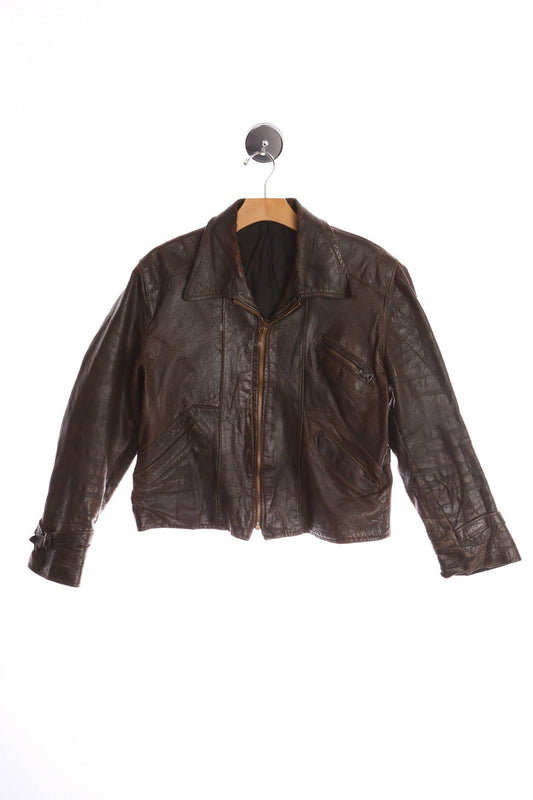 Vintage Men's Brown Leather Jacket - Sportsmen - Era: ( 40's - 50's )