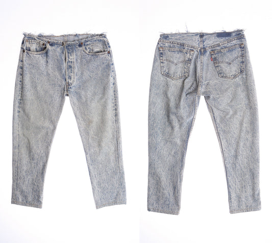 Vintage 501 Levi's Jeans With Cut Off Waist Band - Stone Wash Color