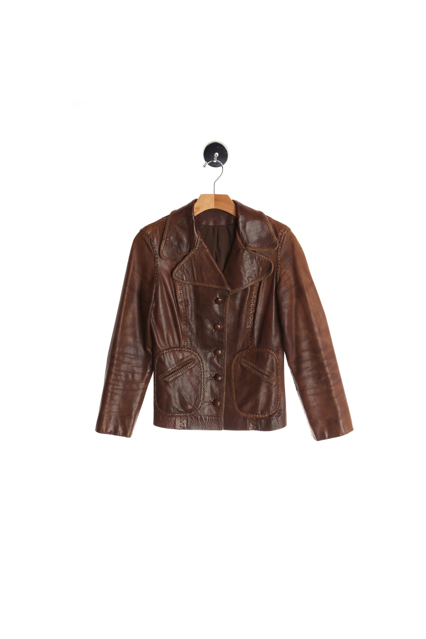70's Brown Hand Made Leather Jacket