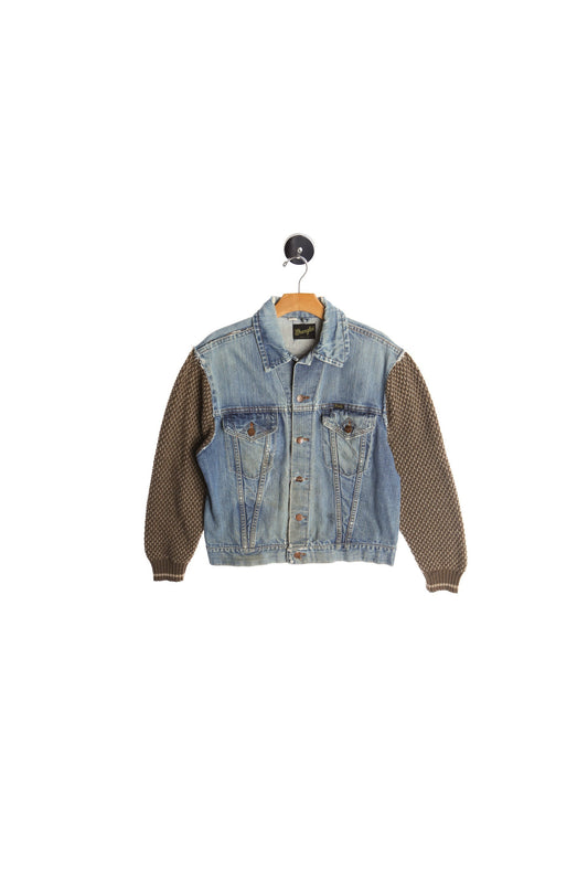 Vintage Wrangler Denim Jacket With Sweater Brown Sleeves