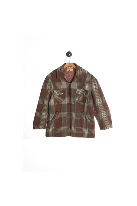 Vintage Men Chippewa Wool Plaid Zipper Jacket - ( 40's - 50's )