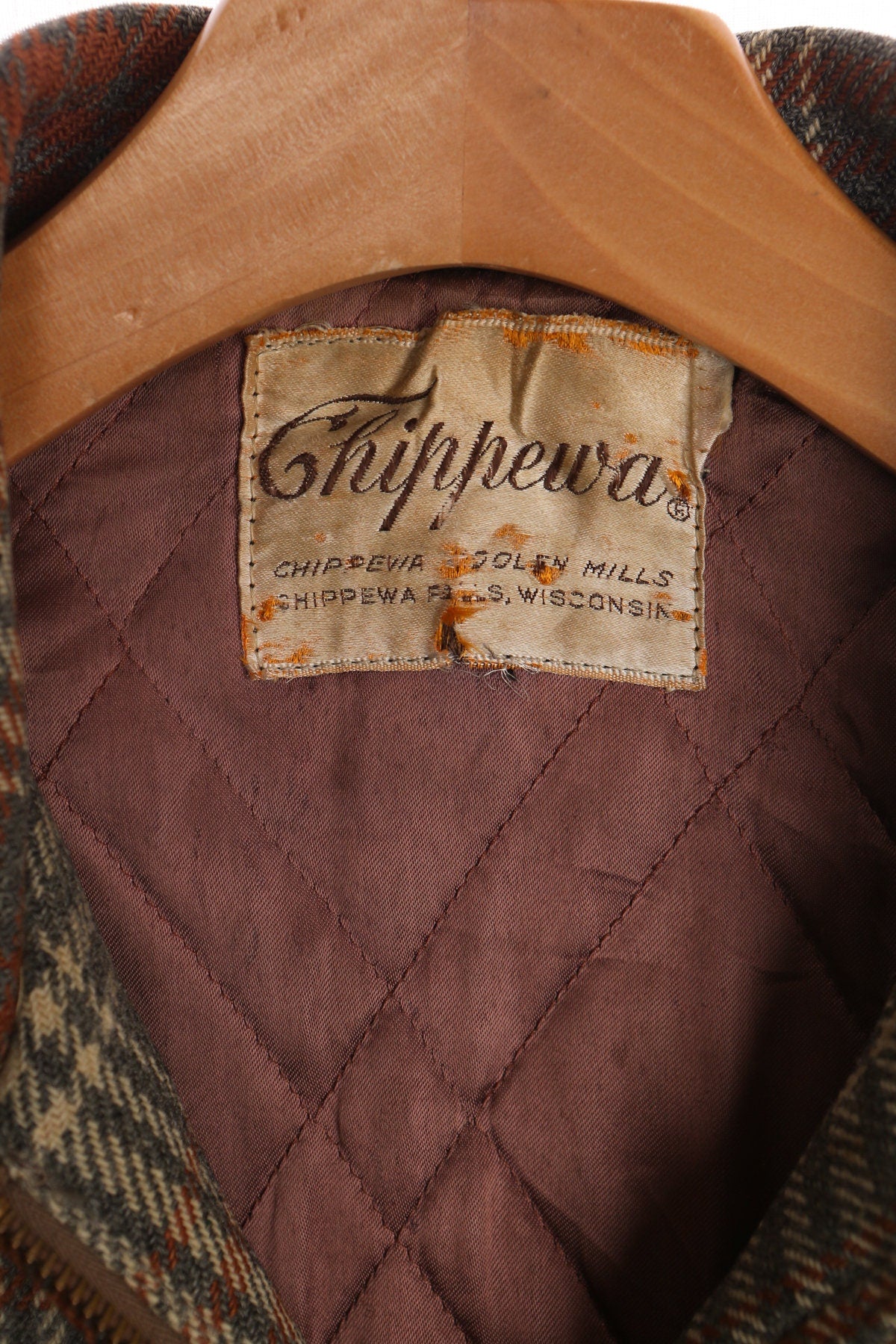 Vintage Men Chippewa Wool Plaid Zipper Jacket - ( 40's - 50's )