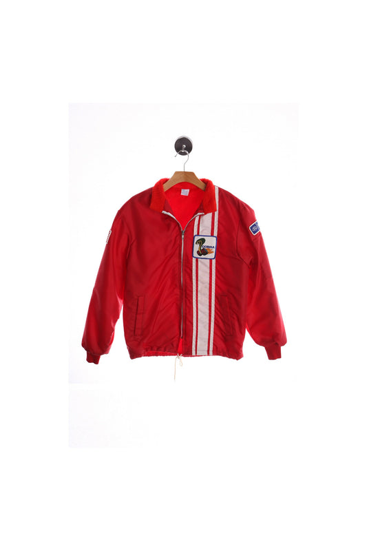 Vintage Red Nylon Racing Jacket With Cobra Patch