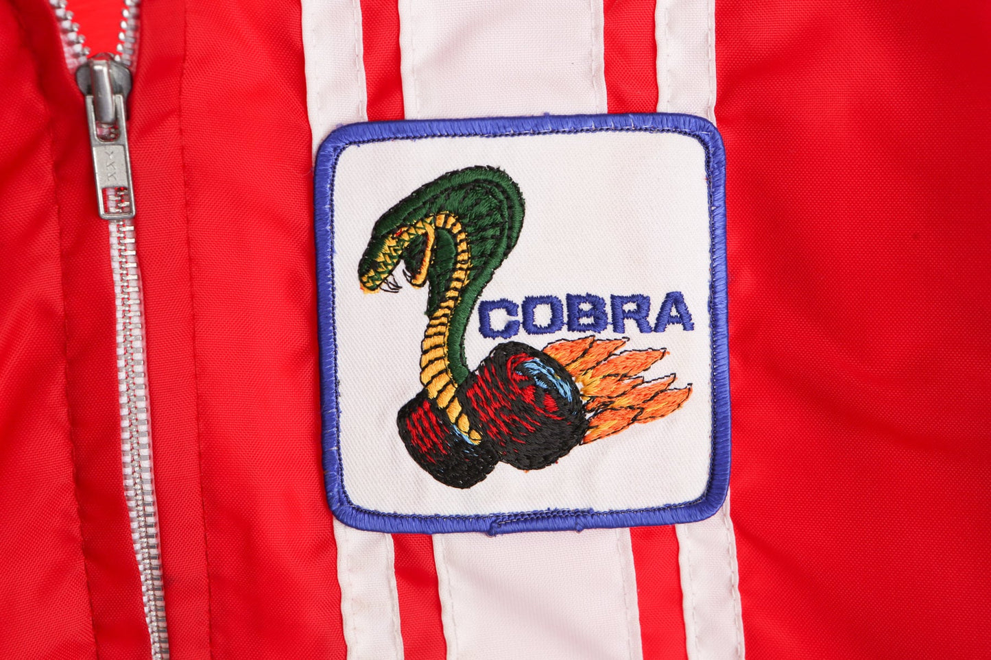 Vintage Red Nylon Racing Jacket With Cobra Patch