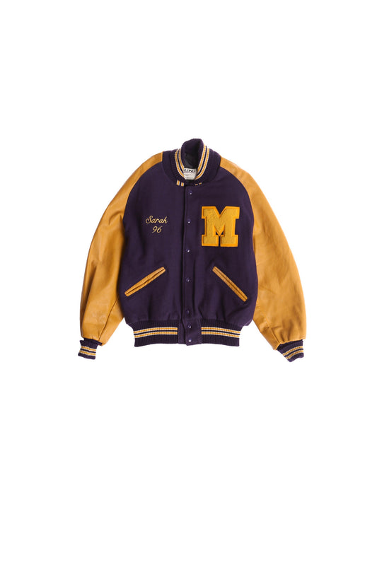 Vintage Purple Varsity Jacket - Patch Letter M