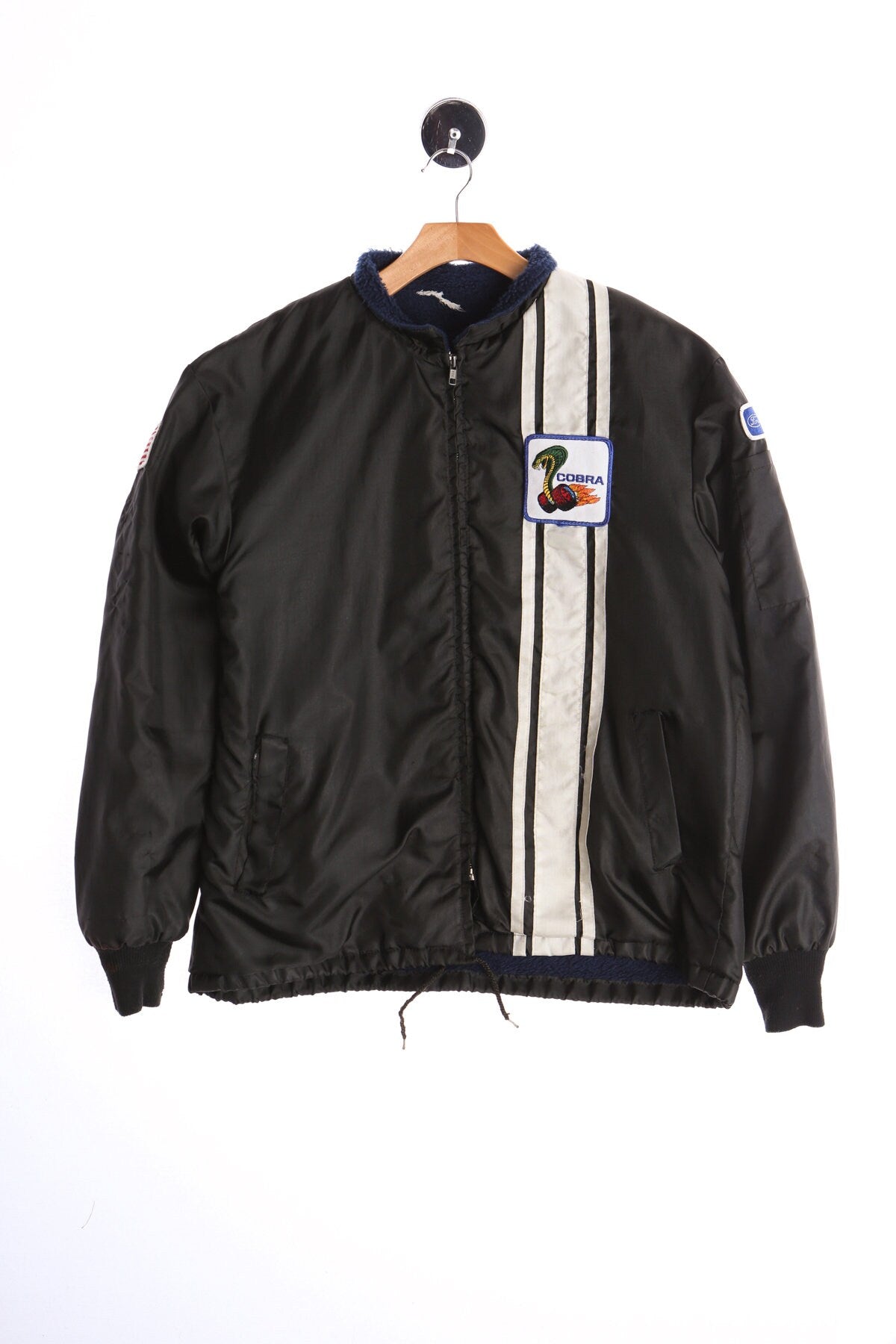Vintage Black Racing Nylon Jacket With Cobra Patch