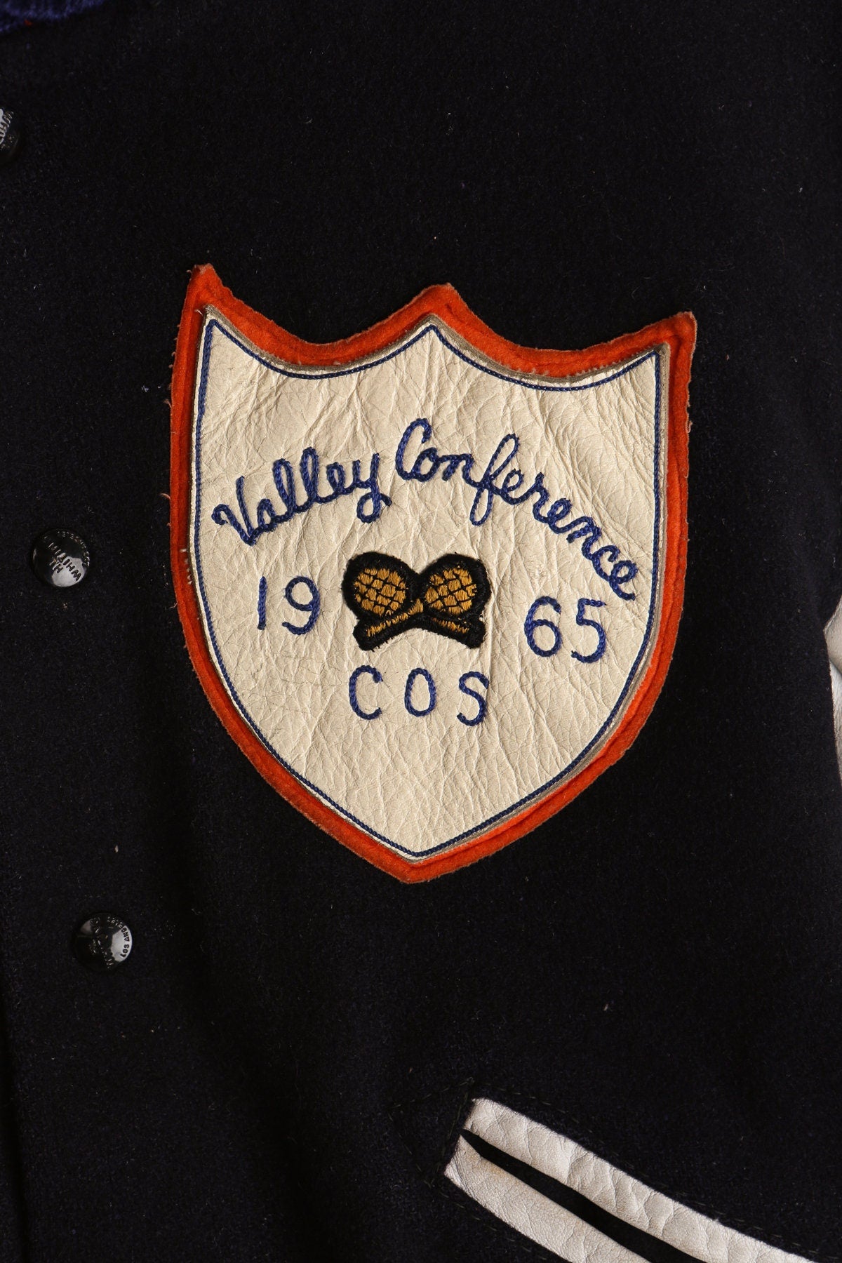 Vintage Black Varsity Jacket - 1965 Valley Conference Patch Tennis