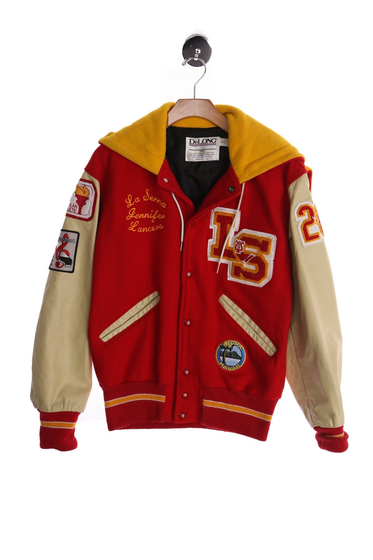 Red Varsity Hooded Jacket - LS and Arm Patches
