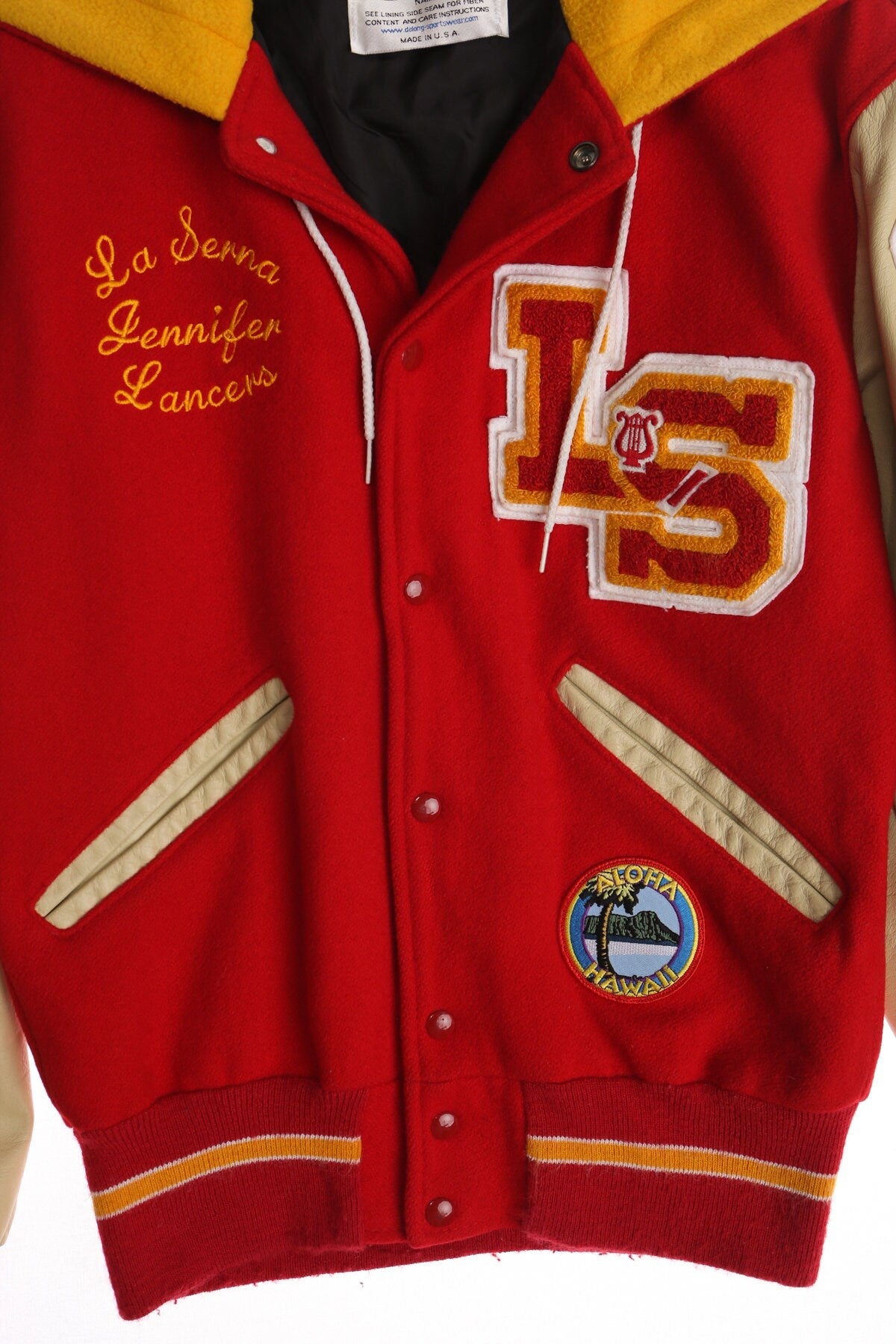 Red Varsity Hooded Jacket - LS and Arm Patches