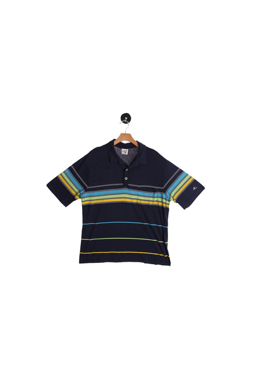 Vintage Hobie Blue Striped Polo Shirt - Era ( 70's - 80's )