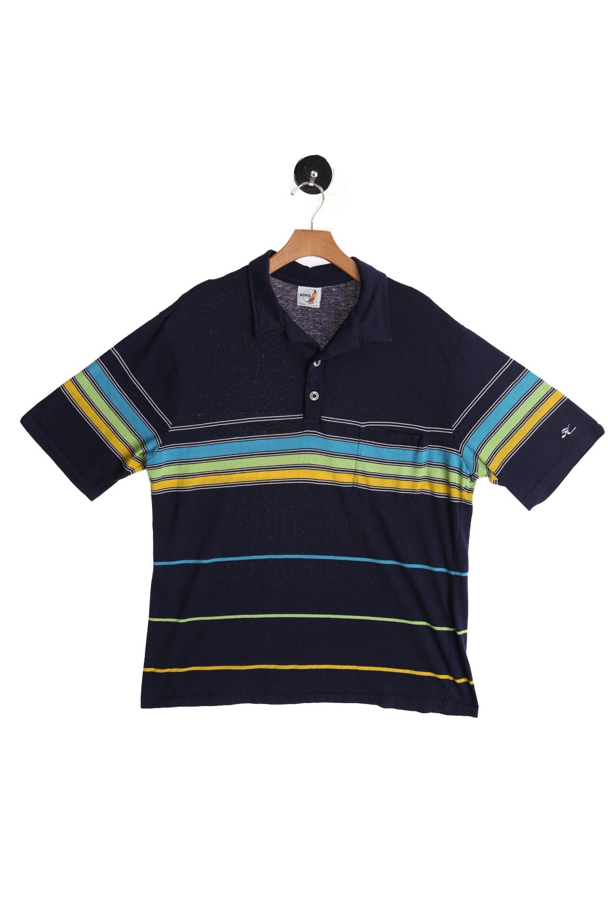 Vintage Hobie Blue Striped Polo Shirt - Era ( 70's - 80's )