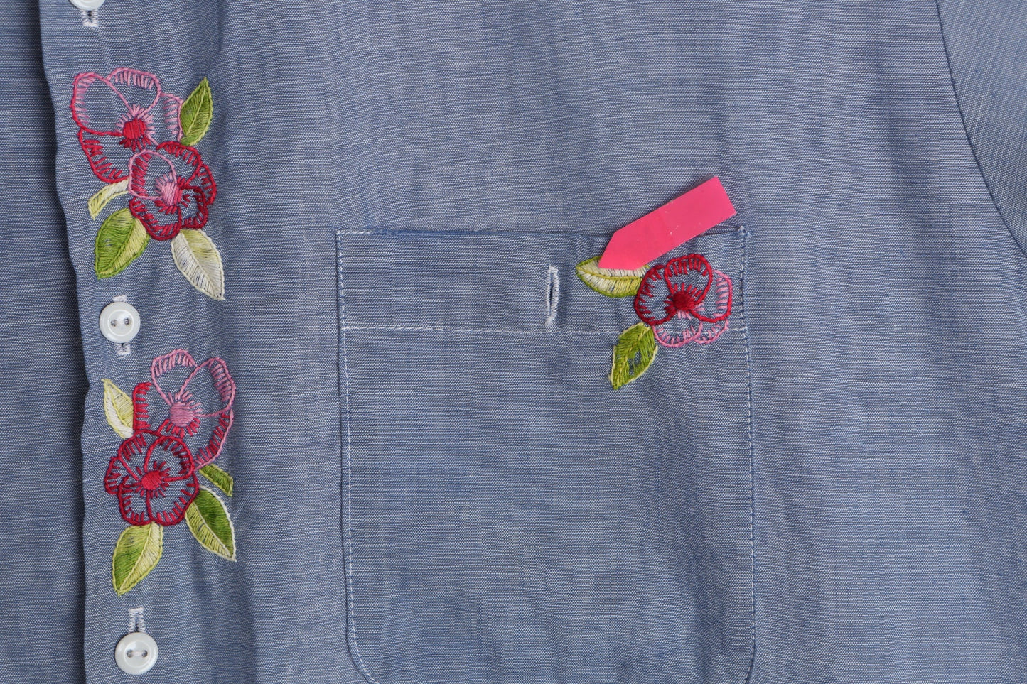 Vintage Men Blue Embroidered Utility Shirt - Era ( 60's - 70's )