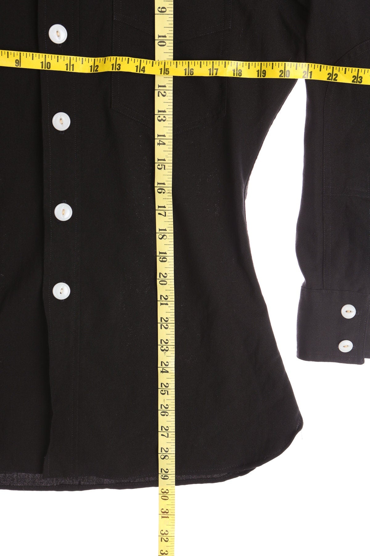 Vintage Men's Black Cotton Shirt - Long Sleeve - Era ( 30's - 40's )