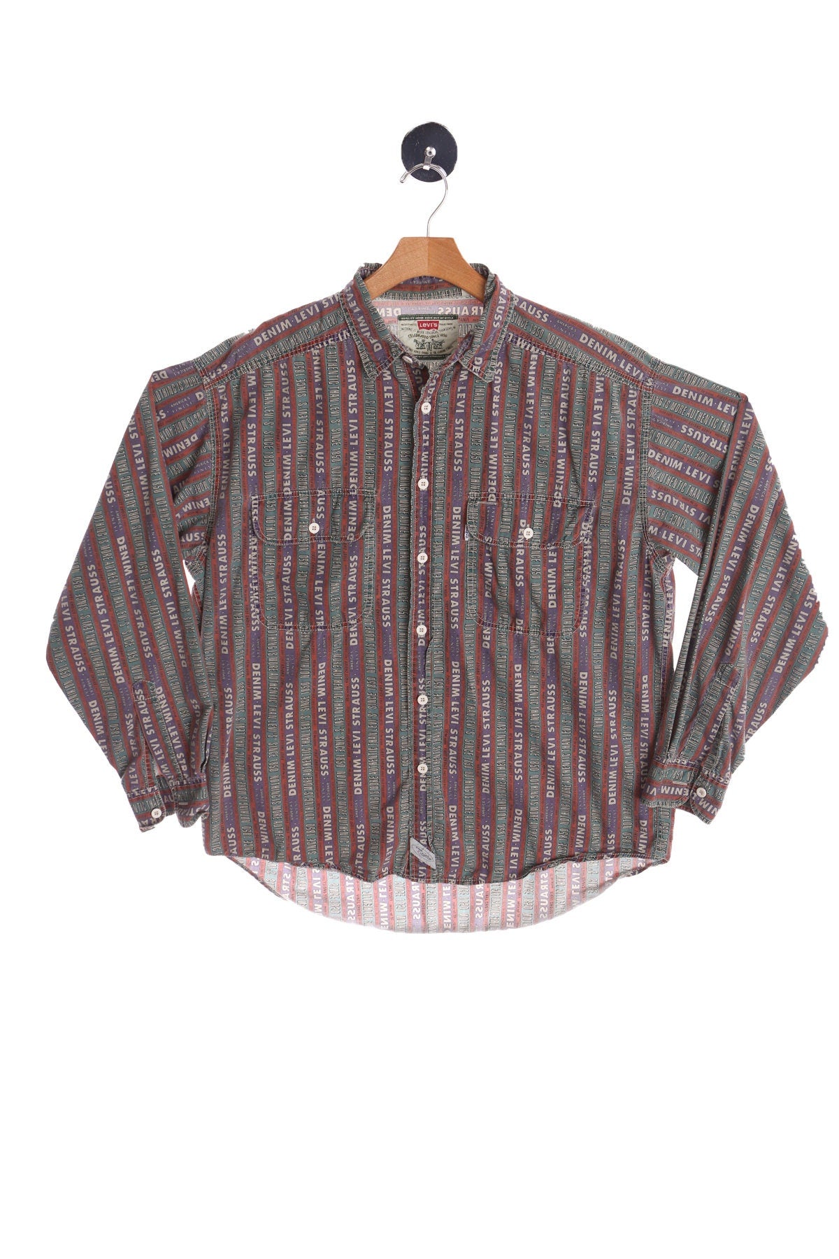 Vintage Levi's Long Sleeve Button Up Shirt - Levi's Words Graphic Pattern