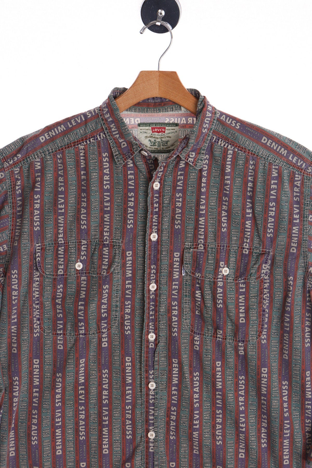 Vintage Levi's Long Sleeve Button Up Shirt - Levi's Words Graphic Pattern