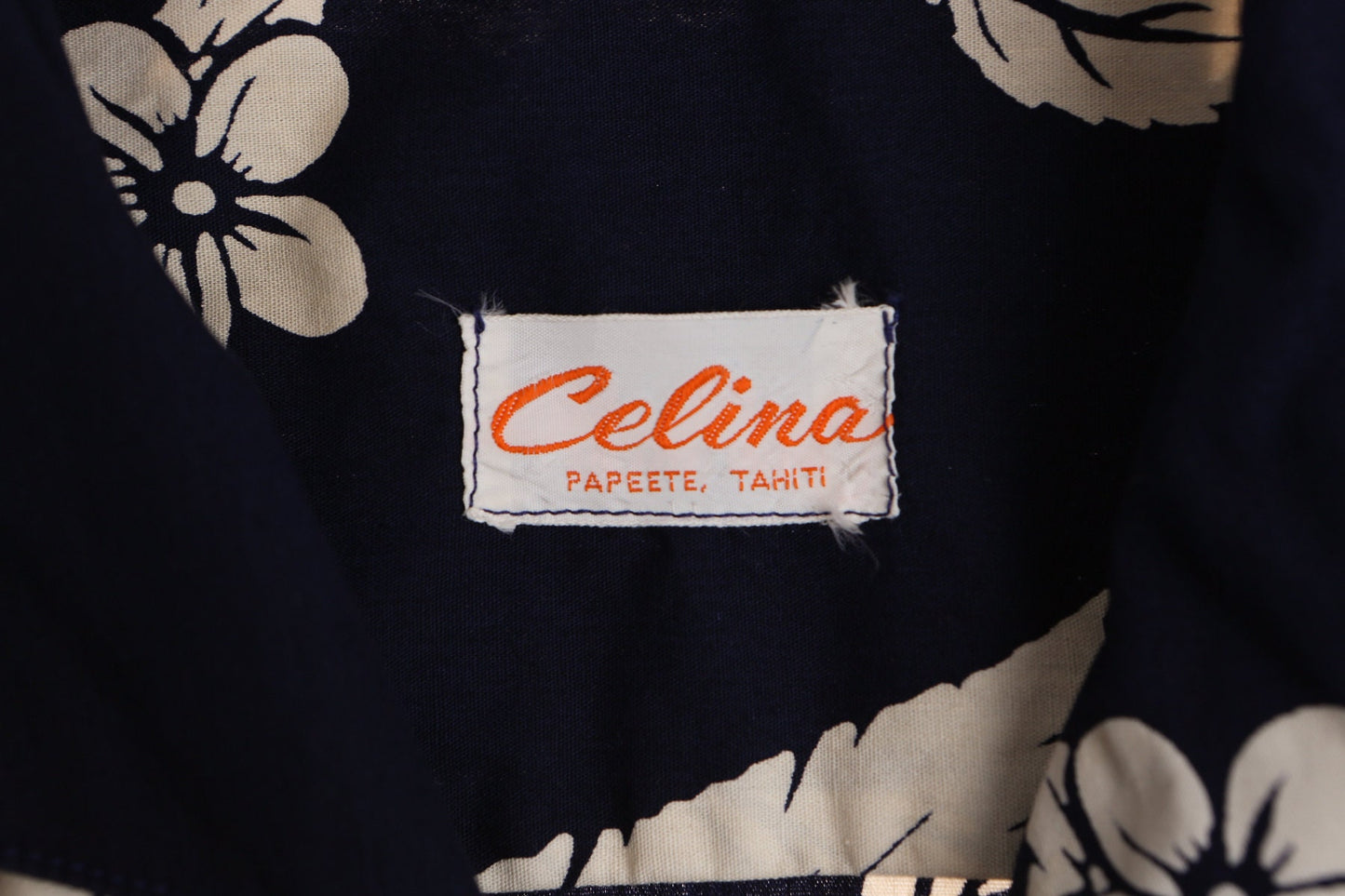 Vintage Men's Blue Hawaiian Shirt With White Plant Print