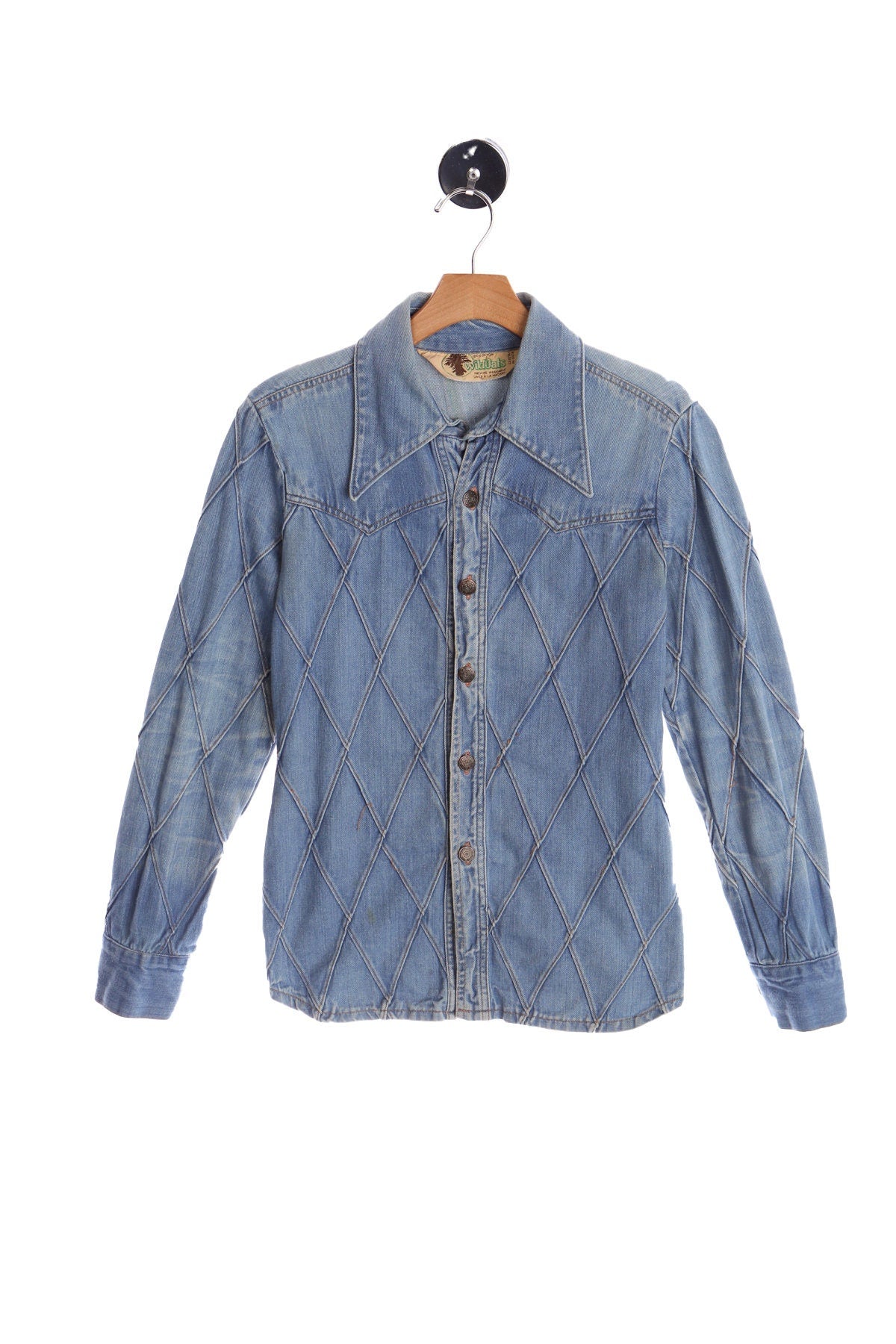 70's Men Blue Denim Shirt
