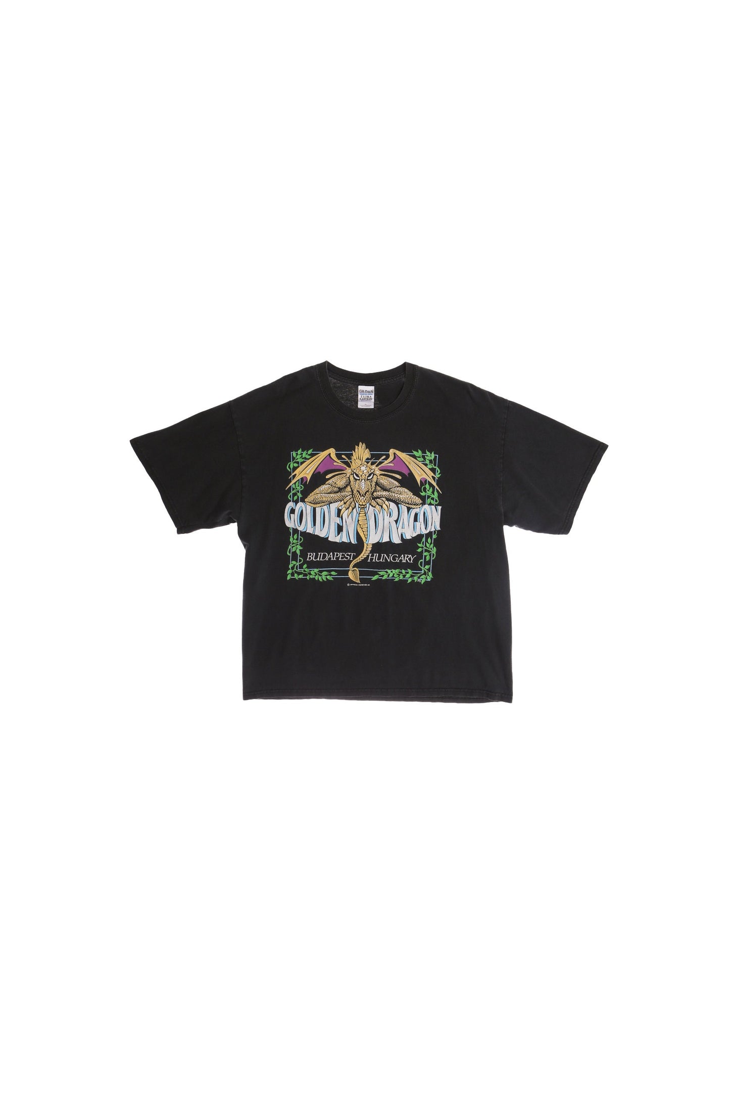 Vintage Black Graphic T-shirt - Golden Dragon Budapest Hungary