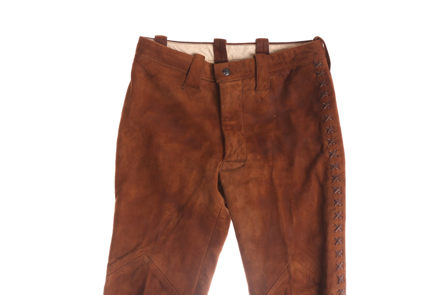Vintage 70's Men Brown Suede Hippie Bell Bottom Pants