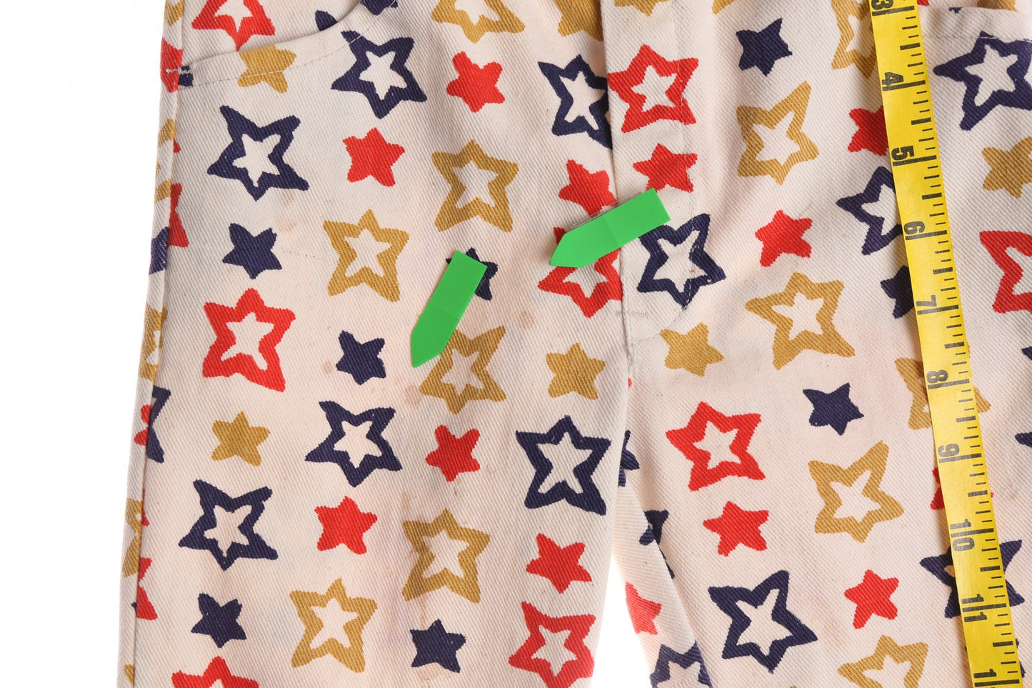 70's Star Print Beige Bell Bottom Pants