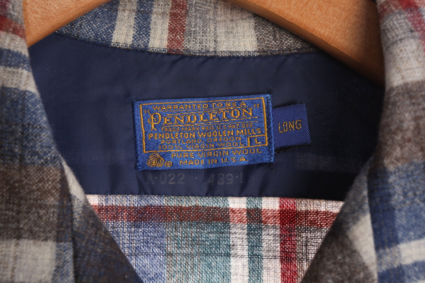 Men's Vintage Pendleton Shirt - Blue and Gray Plaid Print