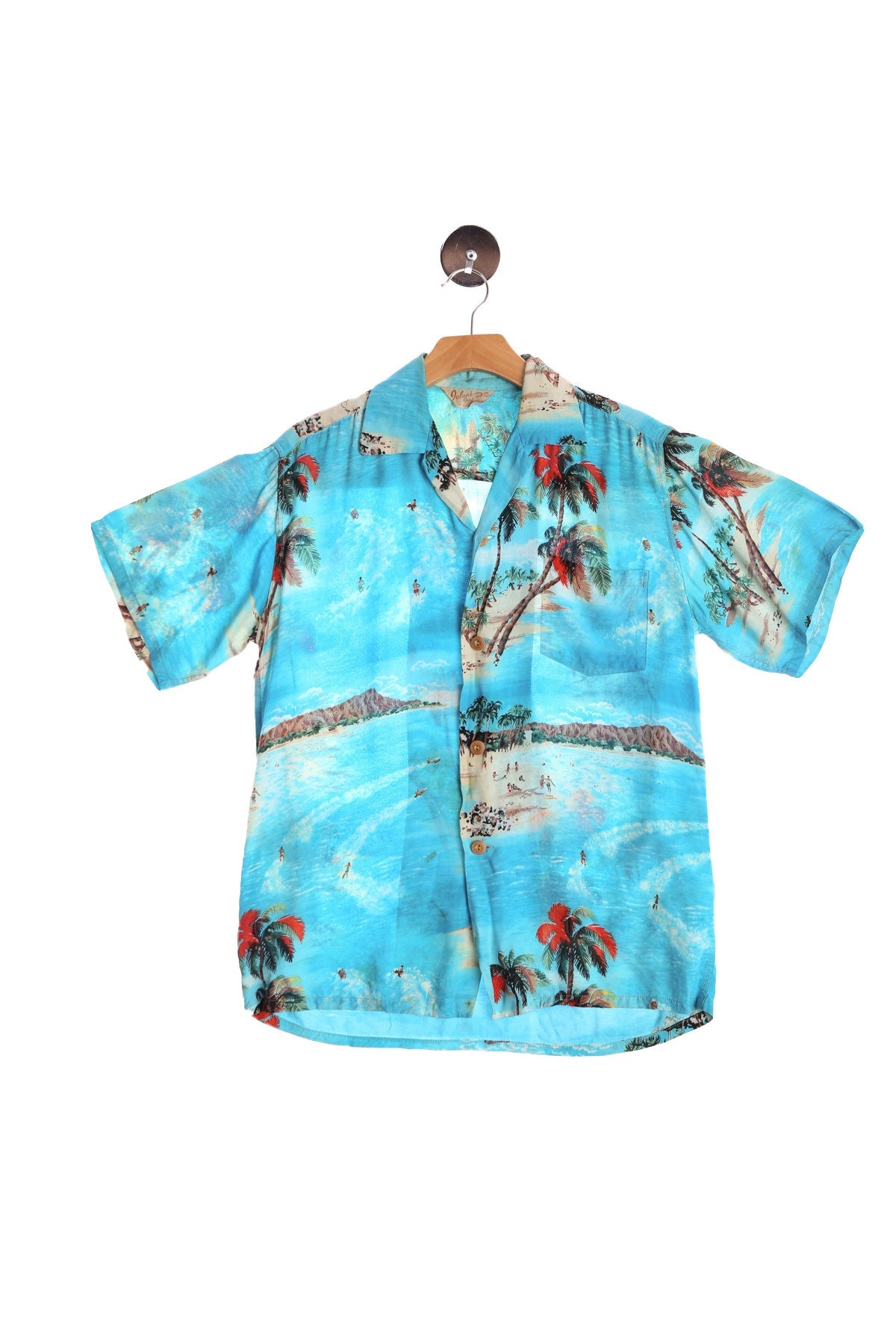 Vintage Men's Blue Hawaiian Shirt By Aolani