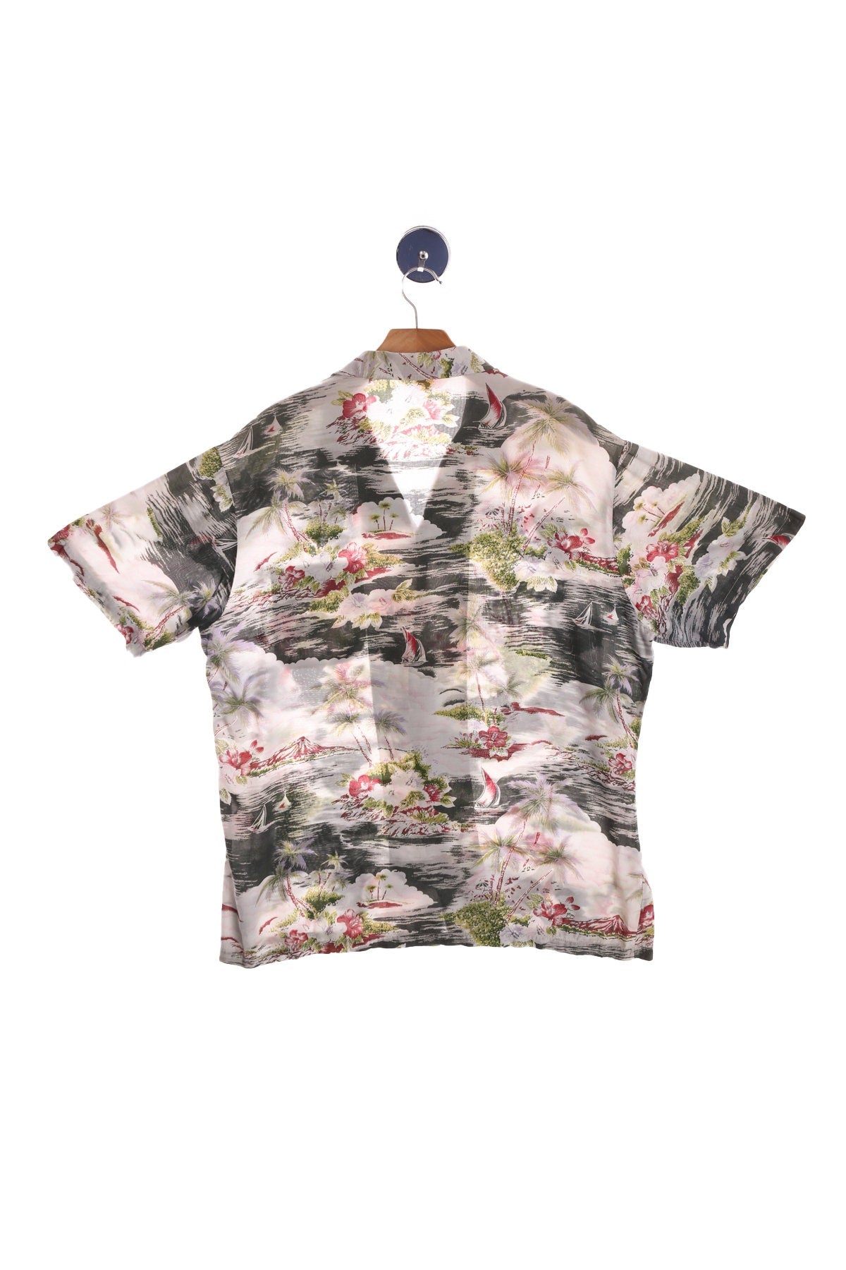 Vintage White Hawaiian Shirt By Michael Gerald - USA Men's size Large