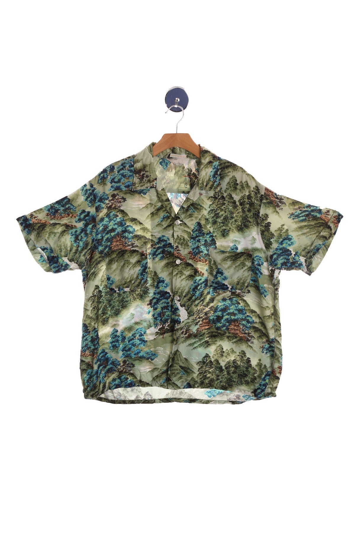 Vintage Men's Hawaiian Shirt With Forest Print - By Bardon of Hollywood