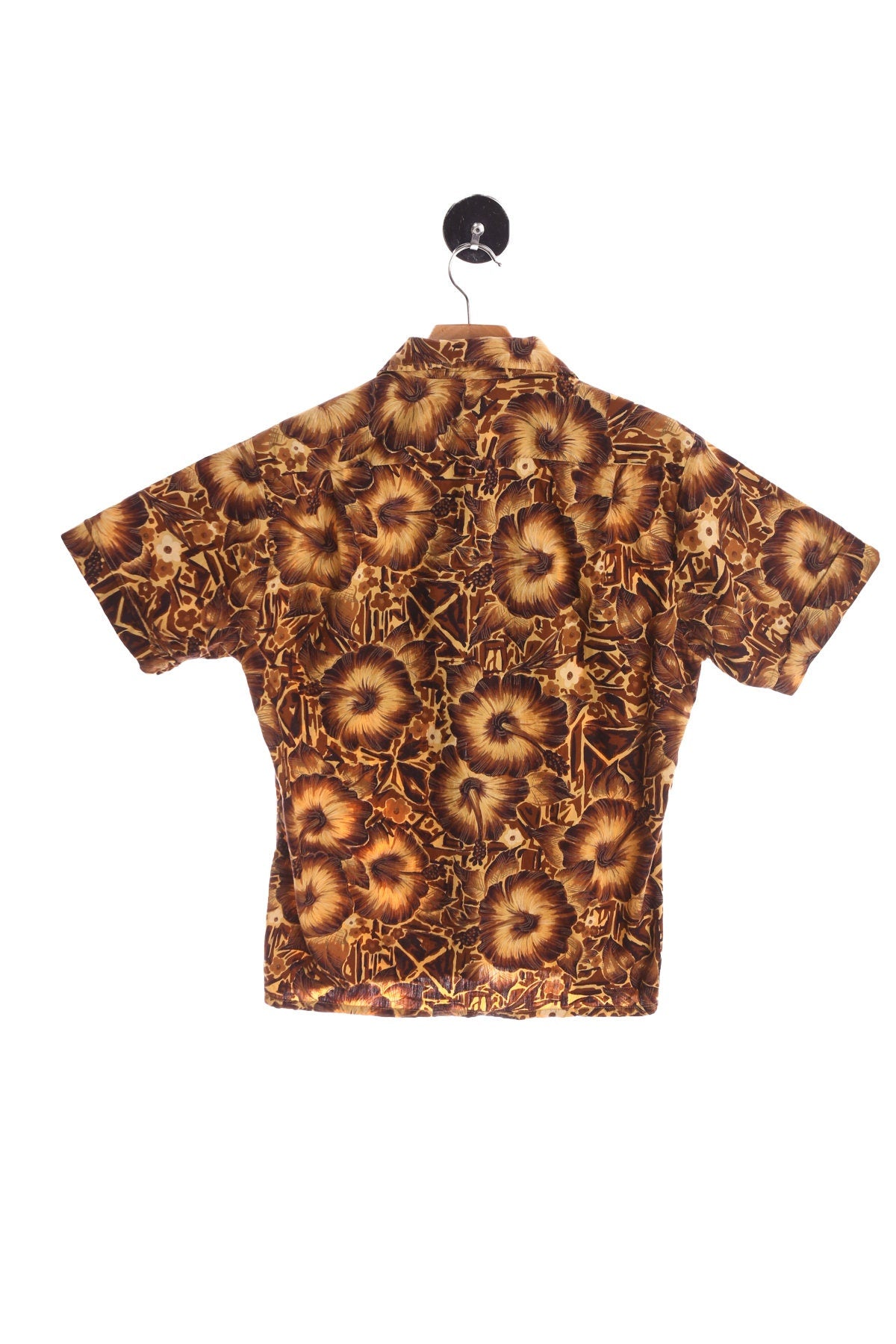 Vintage Hawaiian Shirt Brown Floral Print - Wikiki wear by Duke of Hollywood
