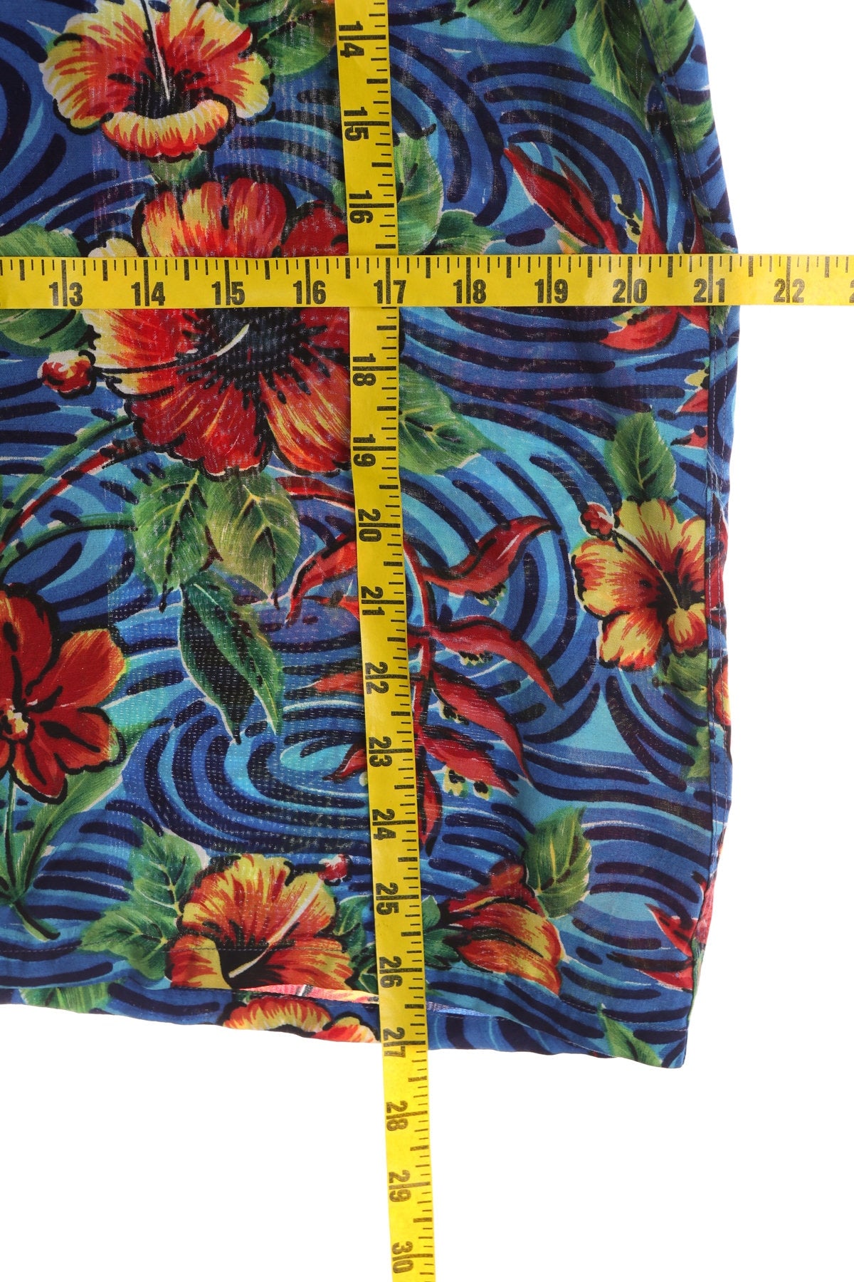 Men's Vintage Blue Floral Print Hawaiian Shirt - Hanalei Made in Japan