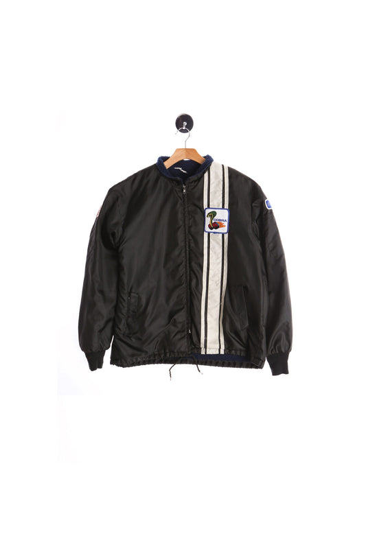 Vintage Black Racing Nylon Jacket With Cobra Patch