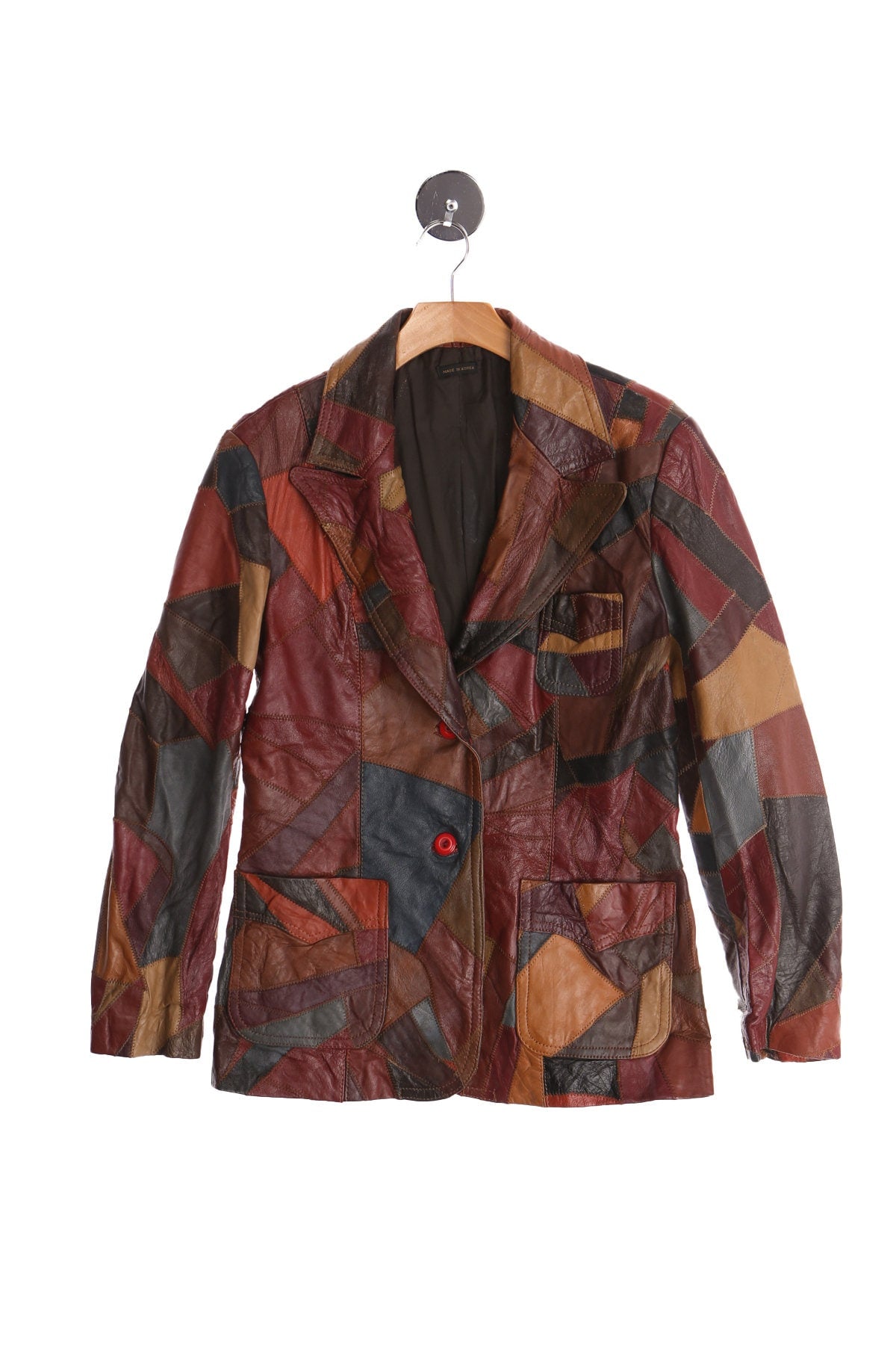 Vintage 70's Women Patchwork Leather Blazer