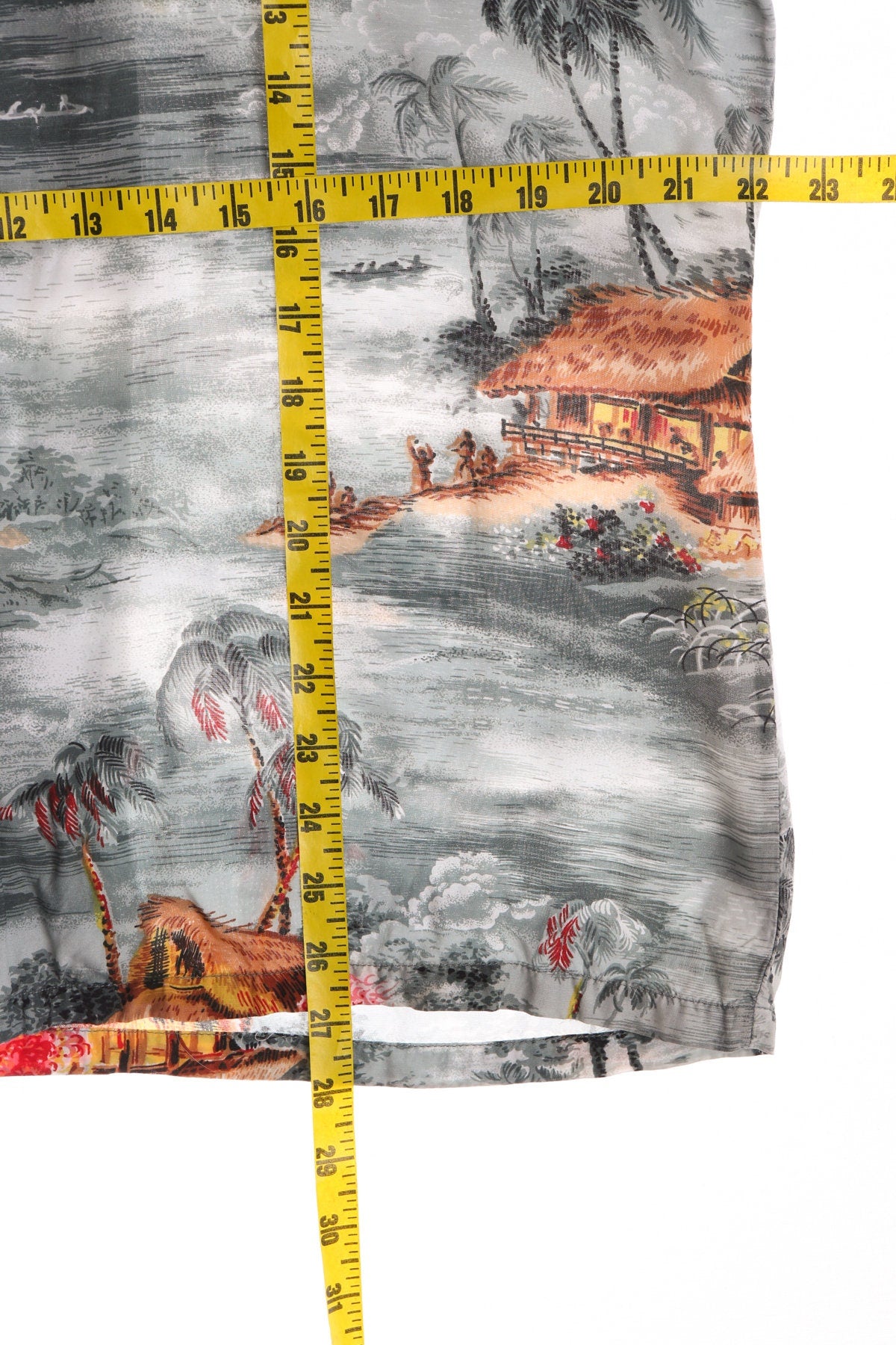 Vintage Hawaiian Shirt With Beach House Hand Screened Print