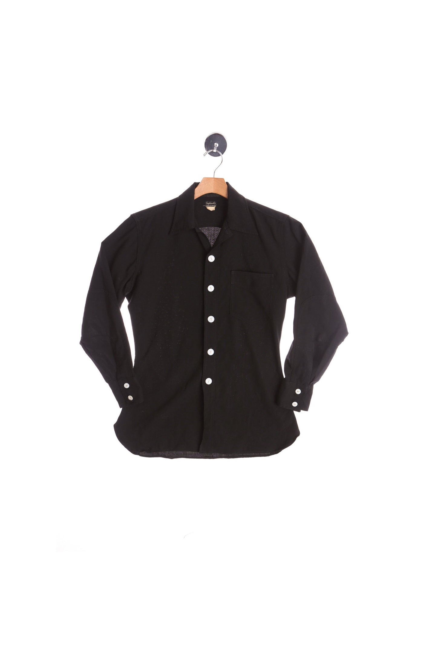 Vintage Men's Black Cotton Shirt - Long Sleeve - Era ( 30's - 40's )