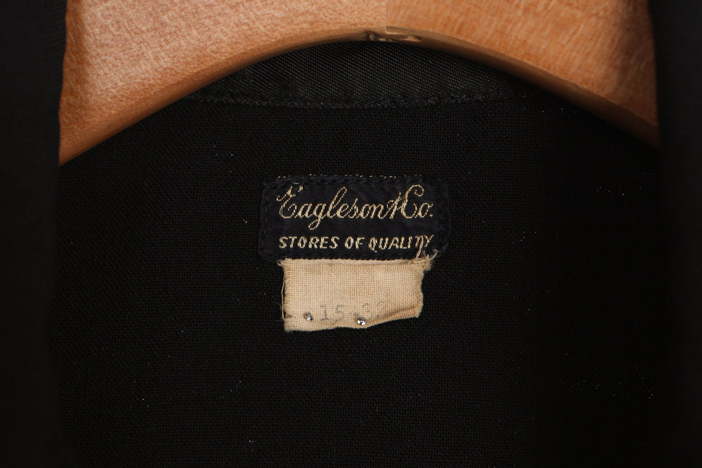 Vintage Men's Black Cotton Shirt - Long Sleeve - Era ( 30's - 40's )