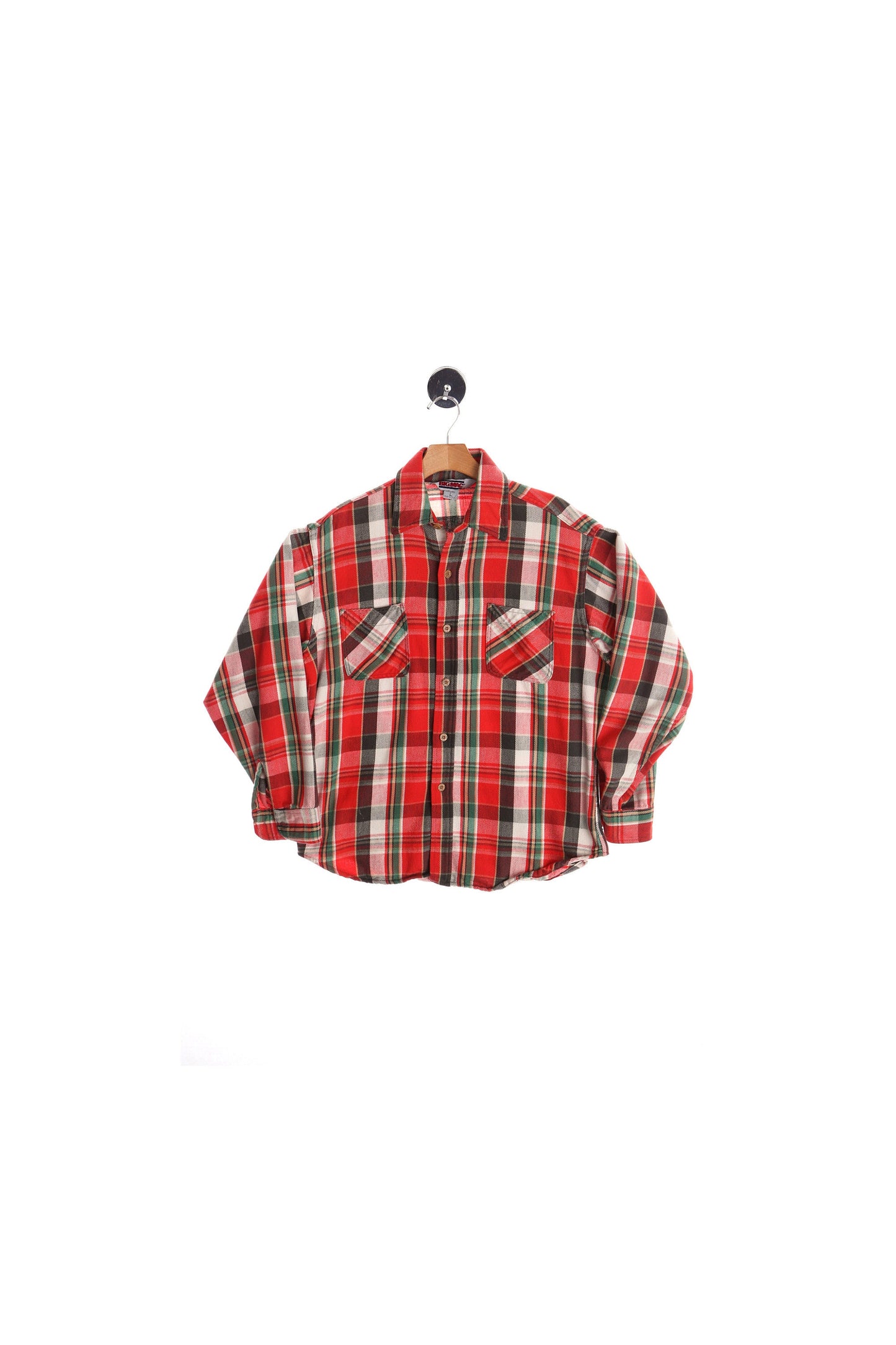 Vintage Men Red Plaid Flannel Shirt  - Made in USA