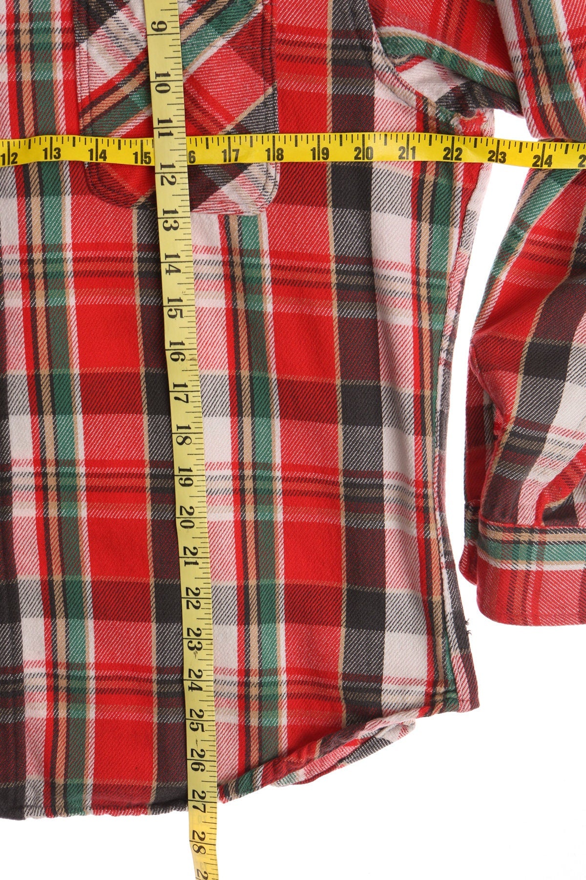 Vintage Men Red Plaid Flannel Shirt  - Made in USA