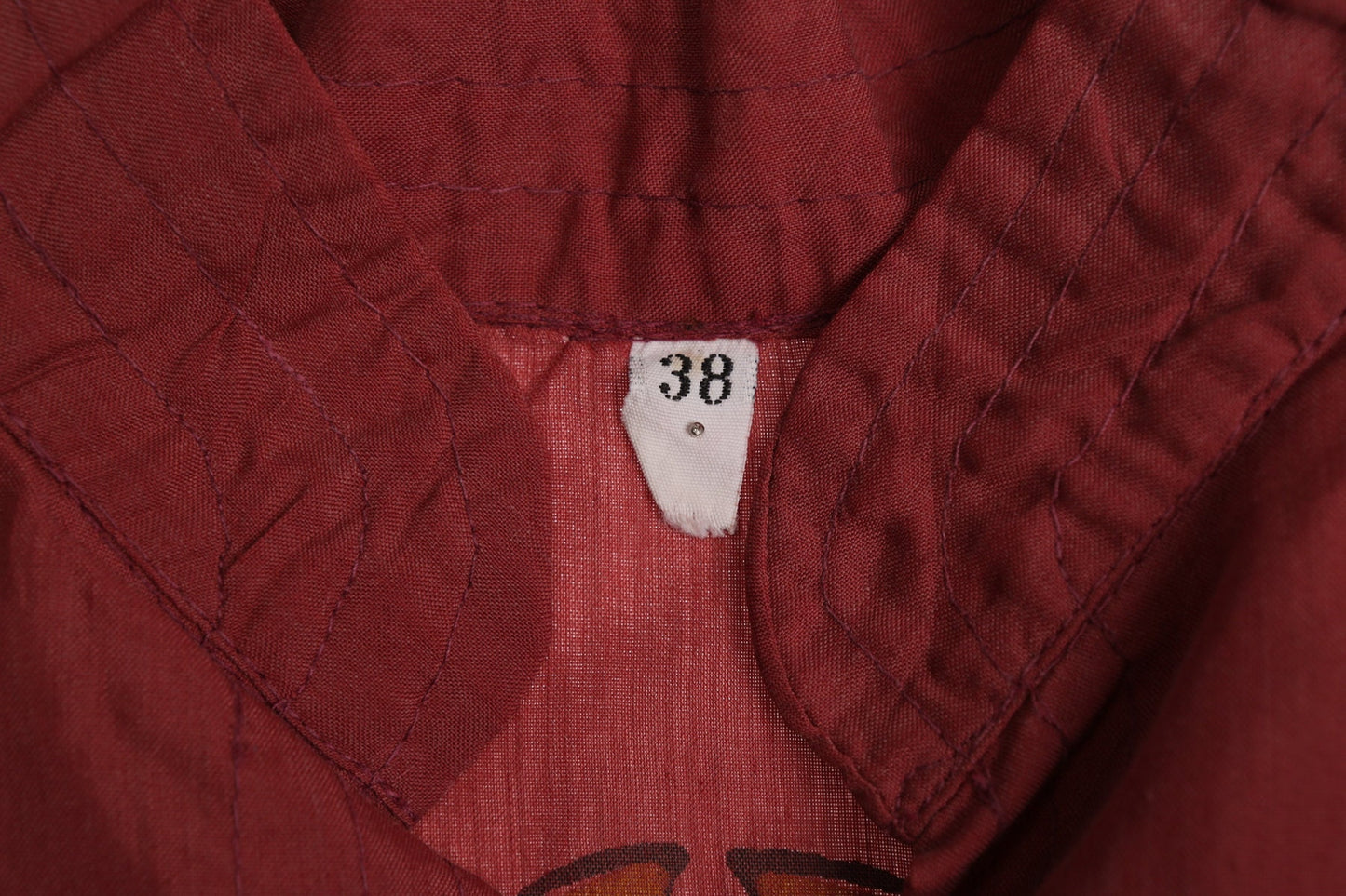 Vintage Men Brown Cotton Shirt With Back Fishing Print