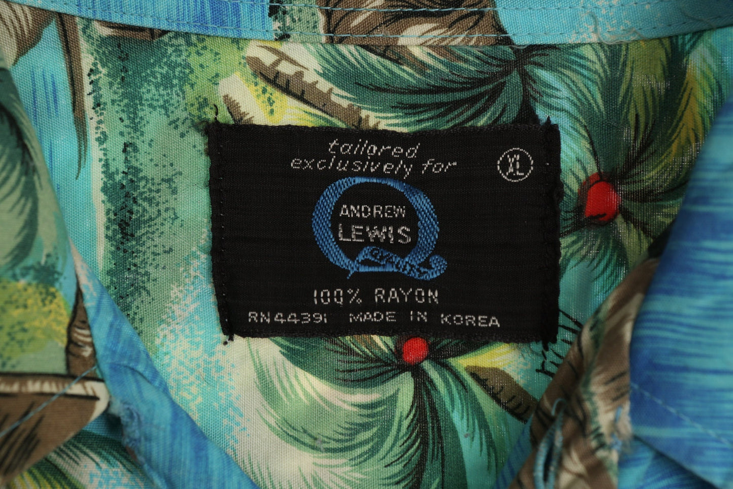 Vintage Blue Hawaiian Shirt - Beach Print - Tailored for Andrew Lewis