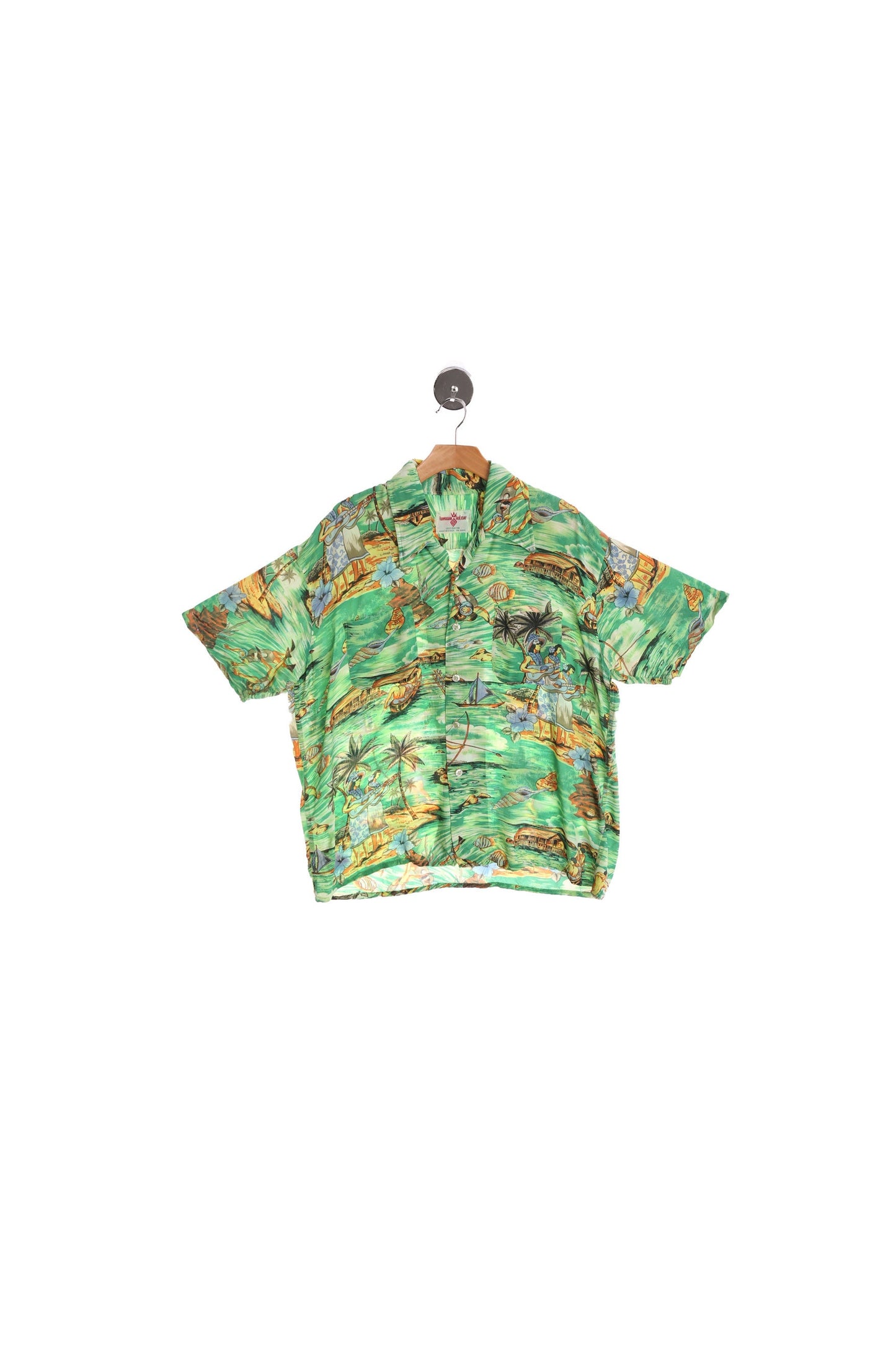 Vintage Men Green Hawaiian Shirt - Hawaiian holiday - Made in Korea